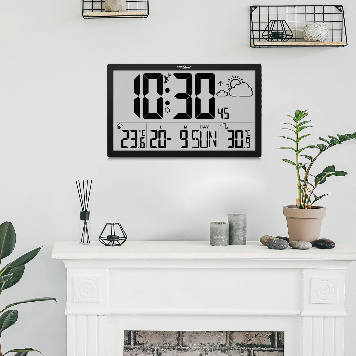 GreenBlue Wanduhr GB218 (Wetterstation, Digitale Wanduhr günstig online kaufen