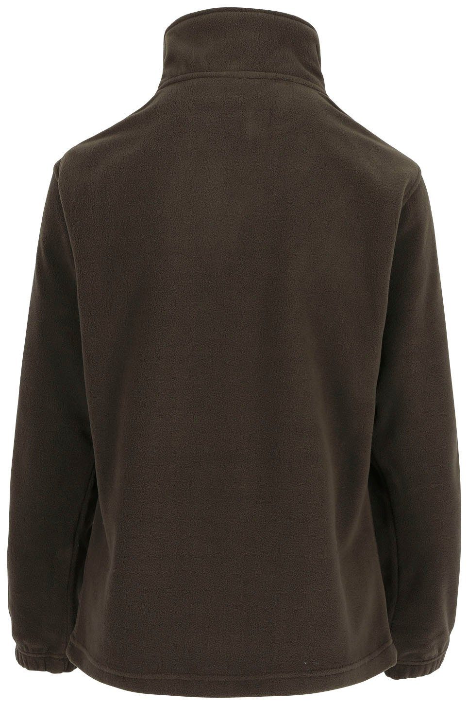 elastichem kurzem Herock Aurora-Demen und Fleece-Sweater Bündchen braun mit Damenfleecepullover Reißverschluss Stehkragenpullover