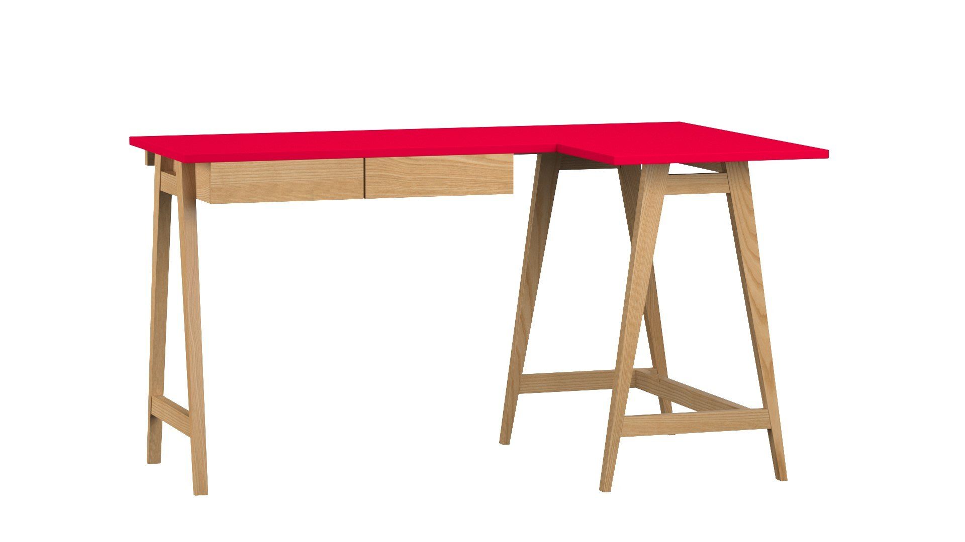 Siblo Schreibtisch Eckschreibtisch Katia mit Schubladen - Moderner Schreibtisch - minimalistisches Design - Kinderzimmer - Jugendzimmer - MDF-Platte - Eschenholz (Eckschreibtisch Katia mit Schubladen) Rot