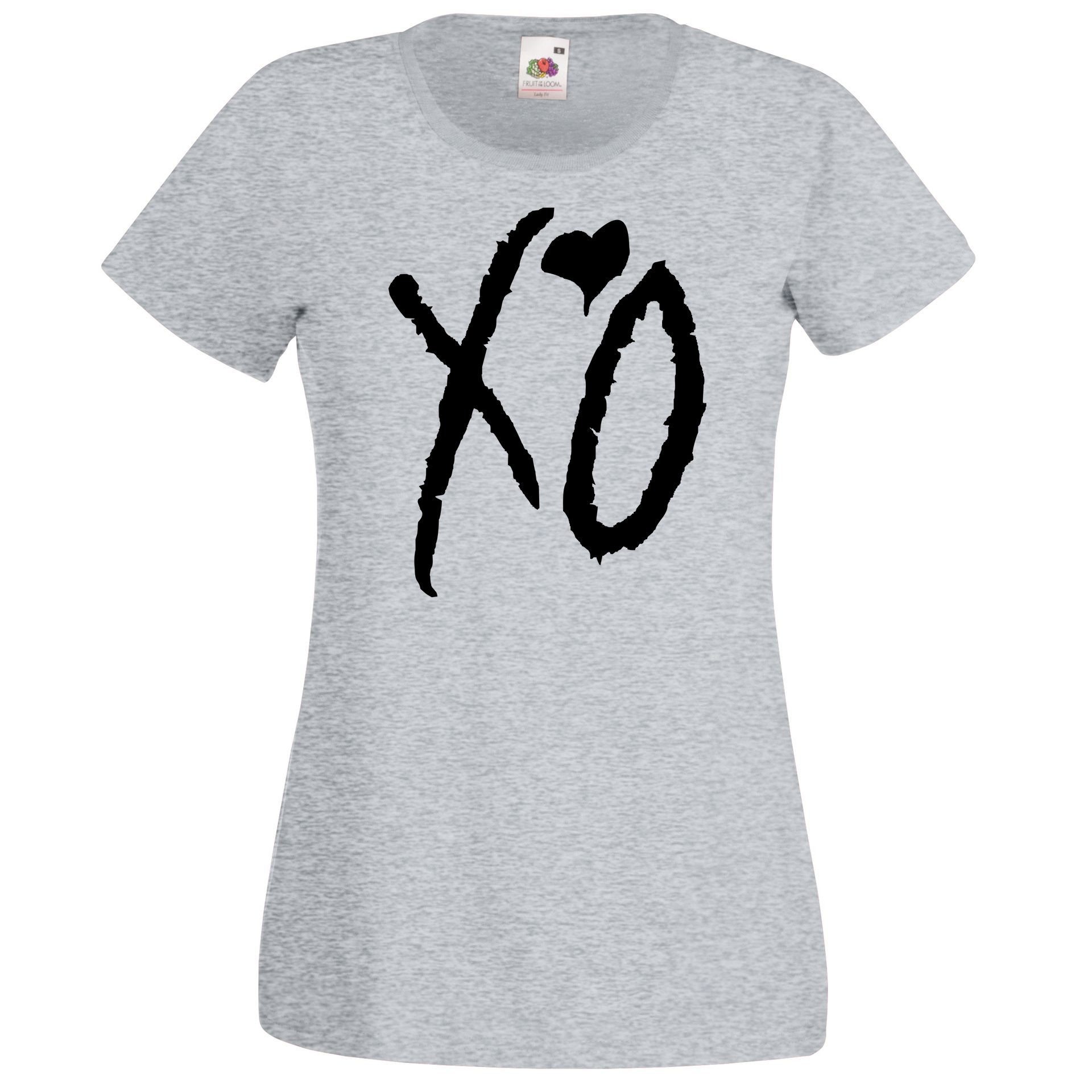 Logo Damen Designz trendigem Grau Youth mit T-Shirt T-Shirt XO