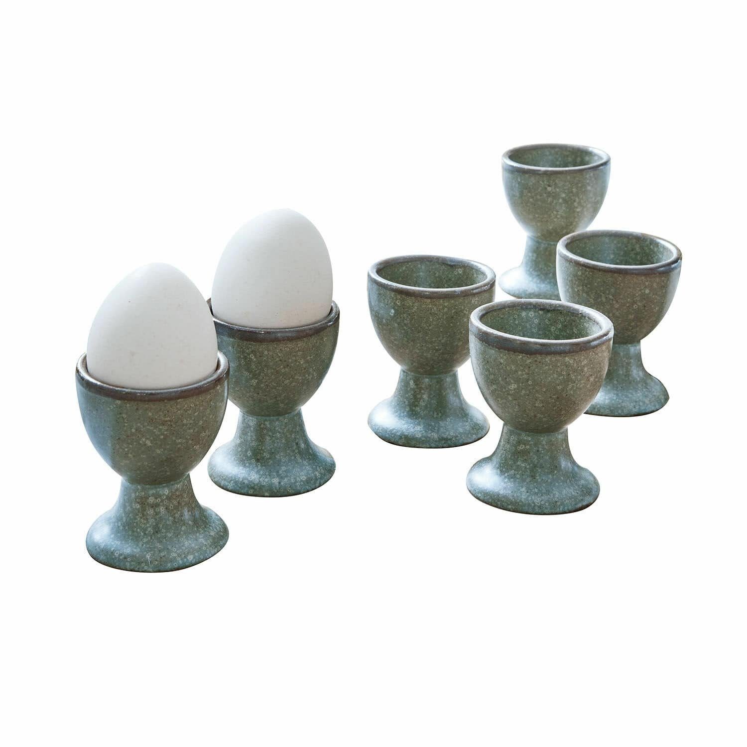 Mirabeau Geschirr-Set Eierbecher 6er Set Biarré türkis/braun, Steinzeug