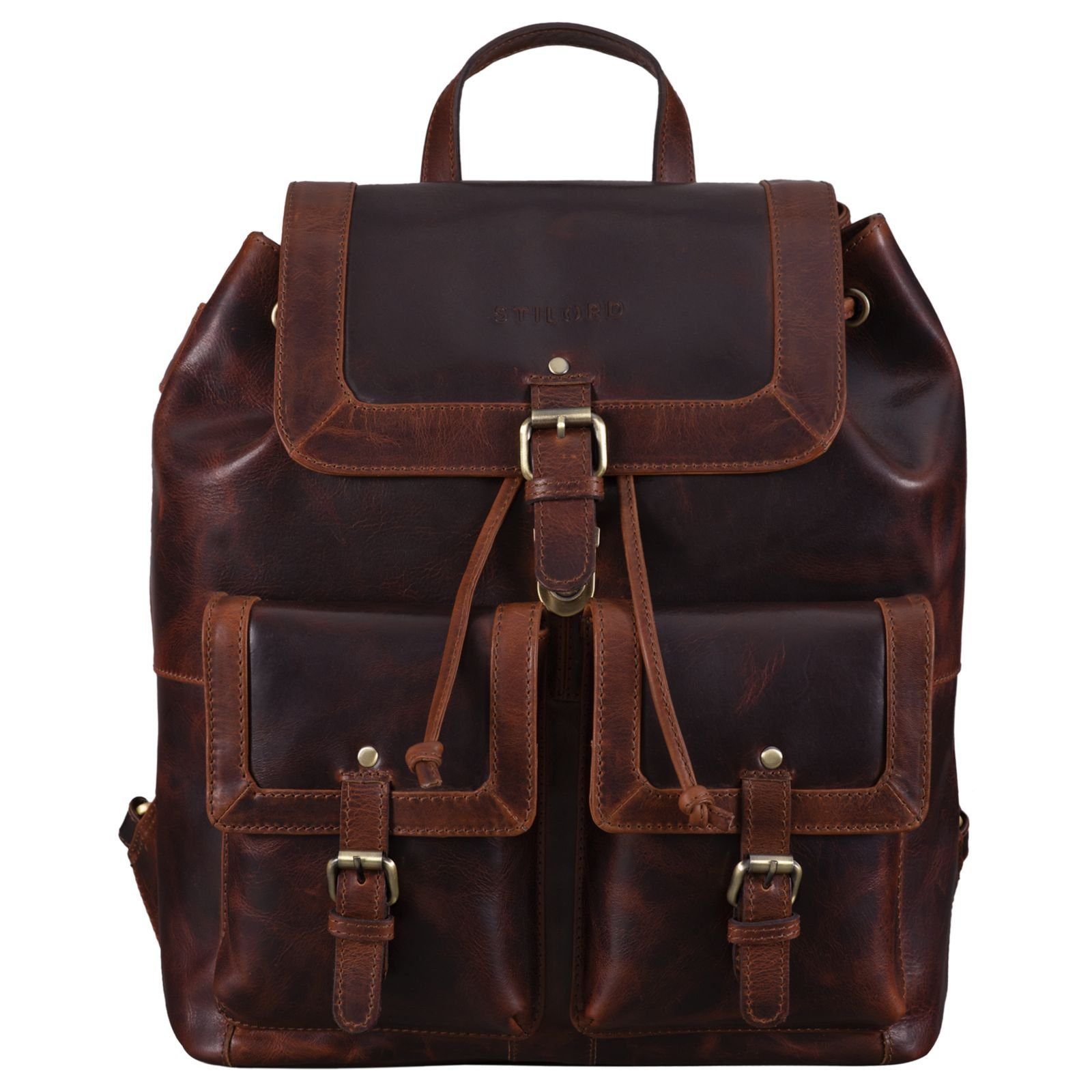 Notebook-Rucksack "Nora" Großer Lederrucksack Vintage für Damen und Herren