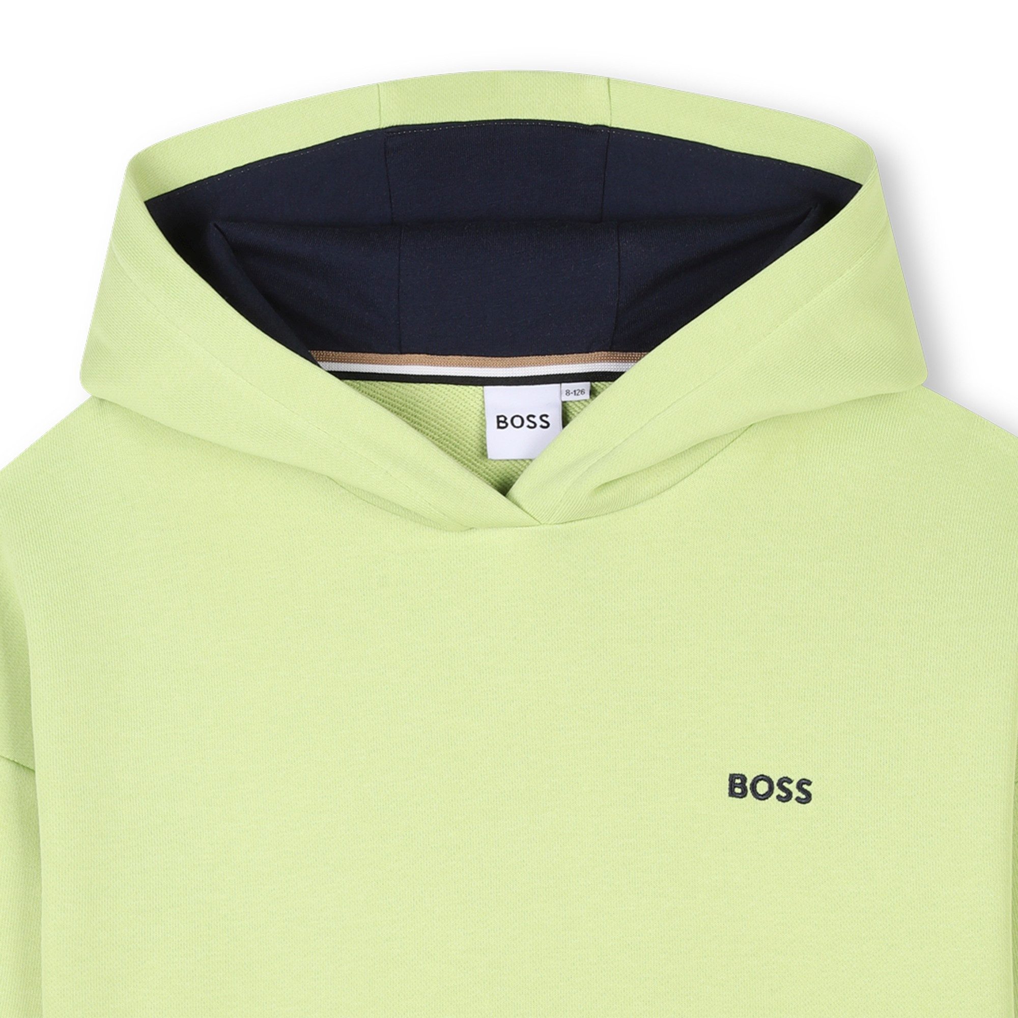 Boss Kidswear Kapuzenpullover BOSS Kidswear Kapuzensweatshirt grün mit dezentem Logo und Rückenprint