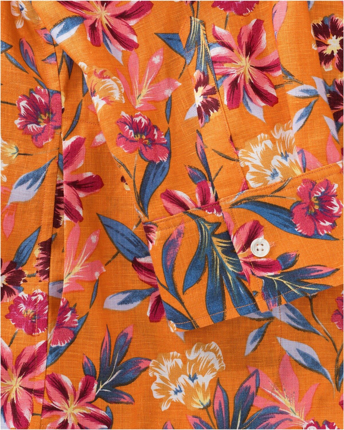 Highmoor Hemdbluse Lange Leinenbluse mit Blumenmuster