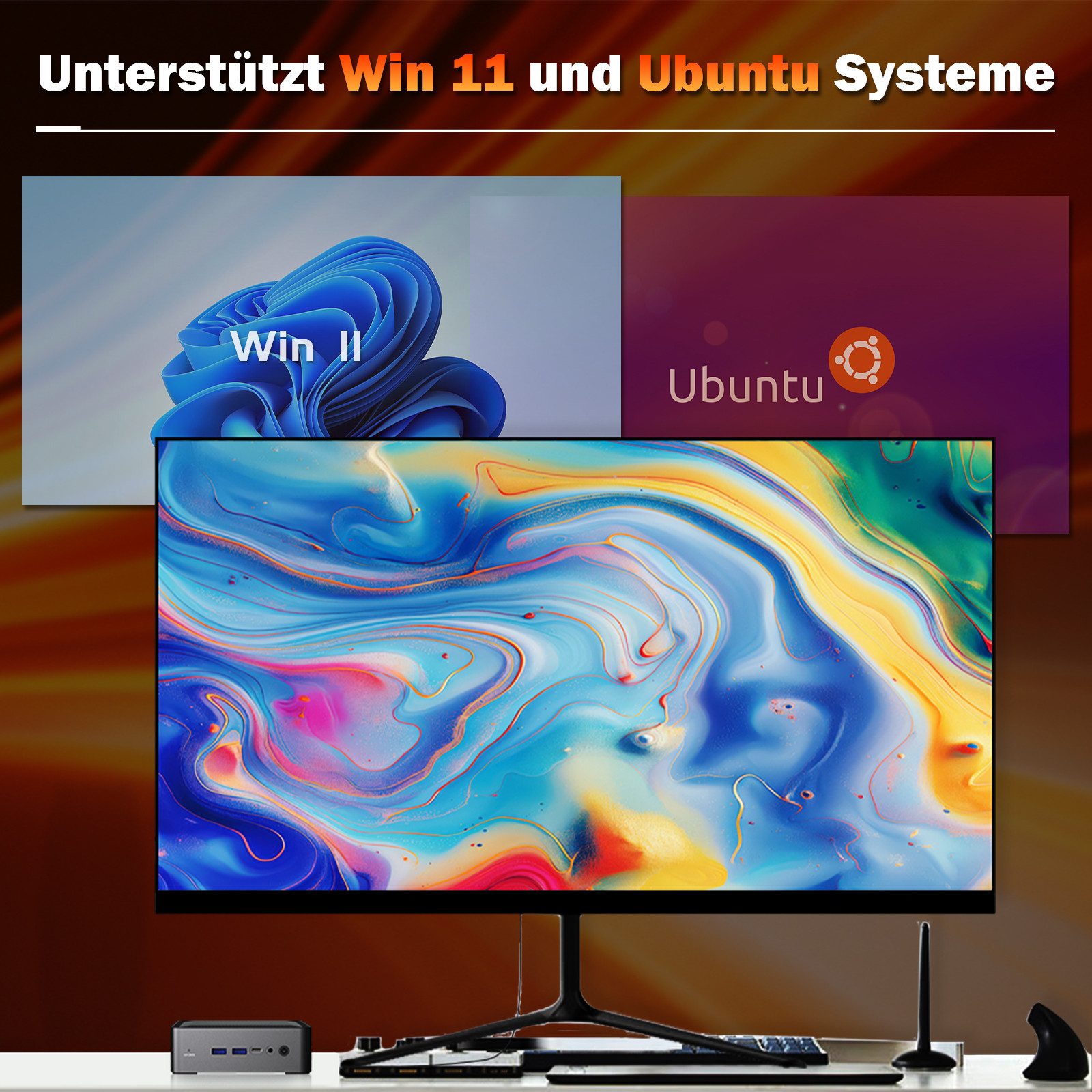 Auusda U58 Mini PC mit 8 Kerne und 16 Threads Mini-PC (AMD Ryzen 7-5825U, 16 GB RAM, 512 GB SSD, mit zwei USB 3.0-Anschlüsse und zwei USB 2.0-Anschlüsse)