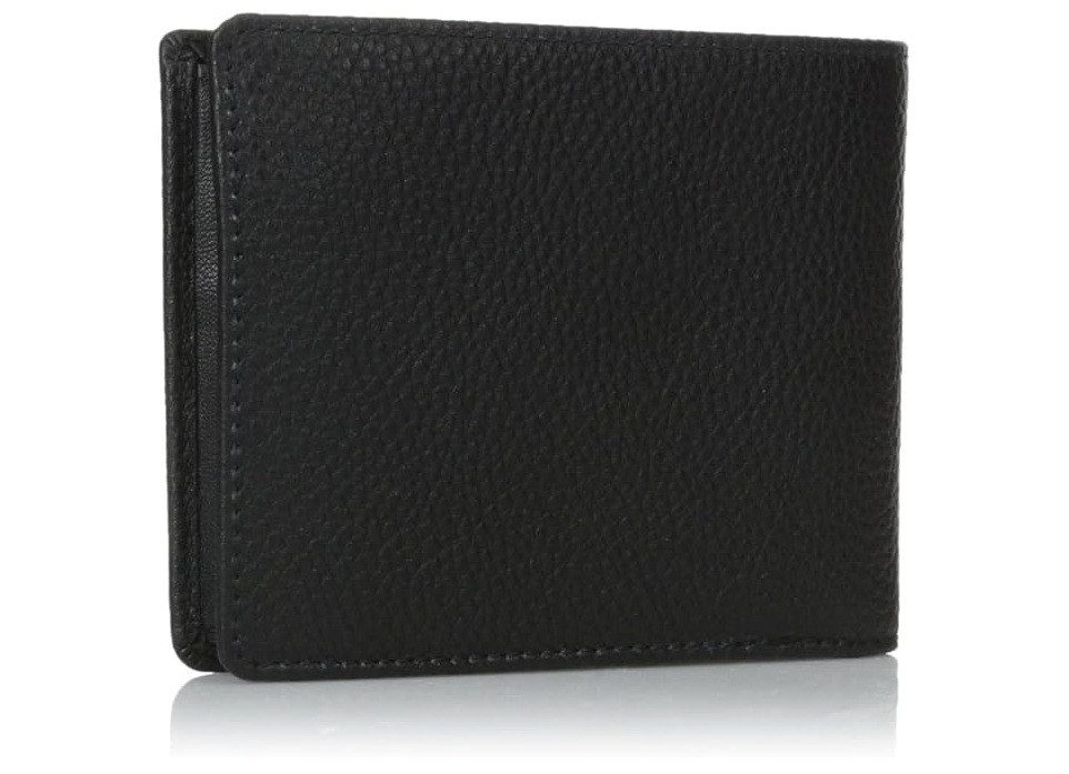 BOSS Geldbörse MONAD Herren Portemonnaie mit silbernem Emblem, Karten- und Münzfach, aus Rindsleder inkl. Geschenkbox