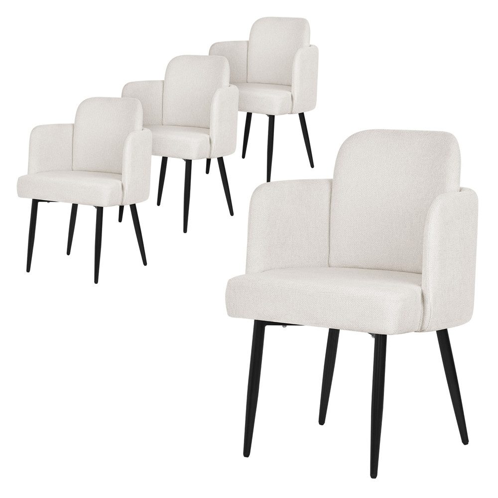 ML-DESIGN Polsterstuhl Esszimmerstühle mit Armlehne & Rückenlehne Ergonomische moderne Design (4 St), Armlehnstuhl mit Metallbeine 4er Set Beige Lounge Sessel bis 120kg