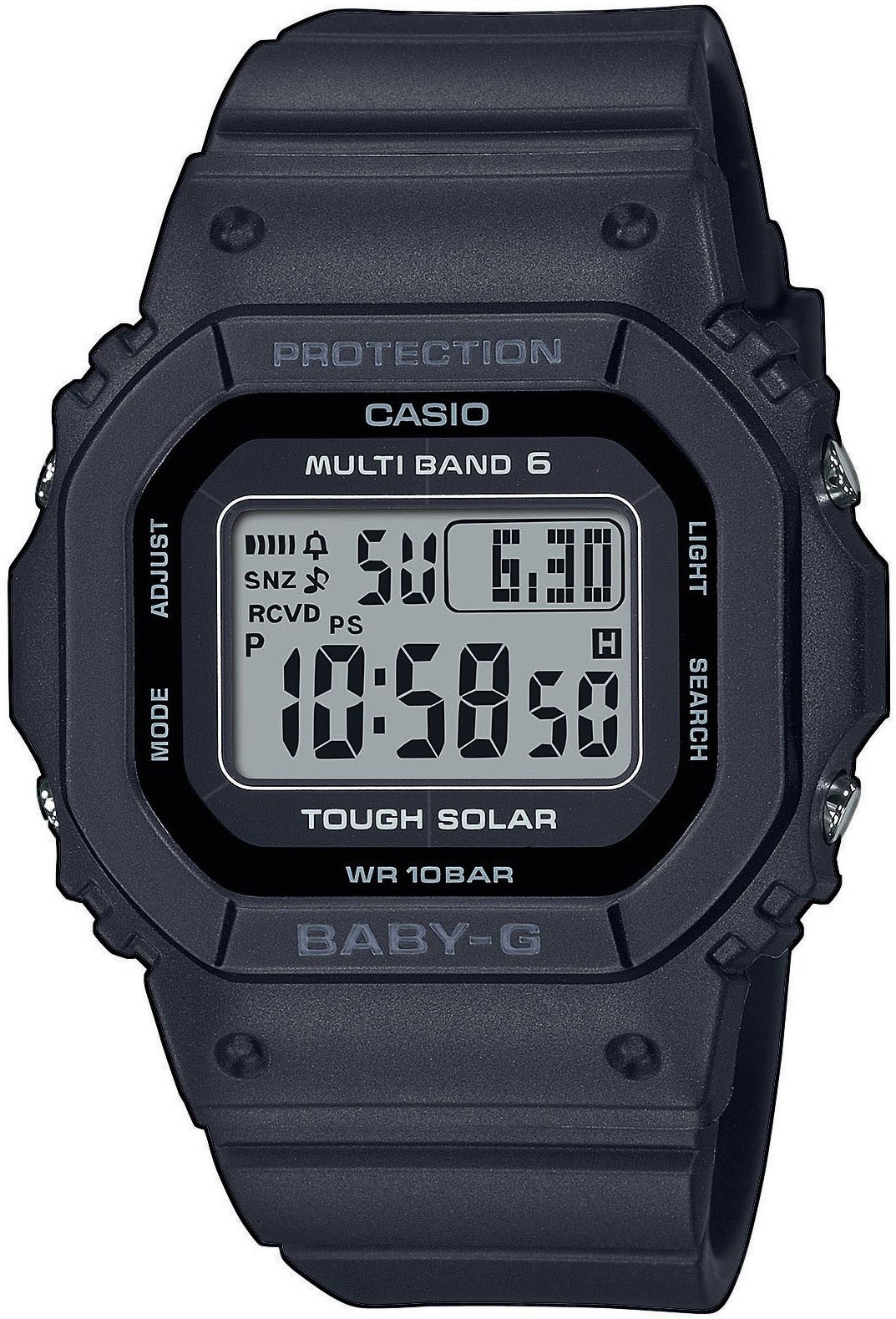 CASIO BABY-G Funkchronograph, Quarzuhr, Armbanduhr, Damen, Solar, digital, Funk, Ladekontrollanzeige