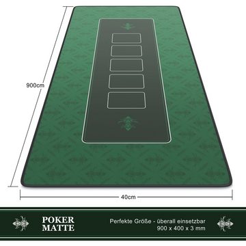 CSL Spieltisch, XL Pokermatte 90x40cm, Tischauflage für Poker, Pokertisch Auflage