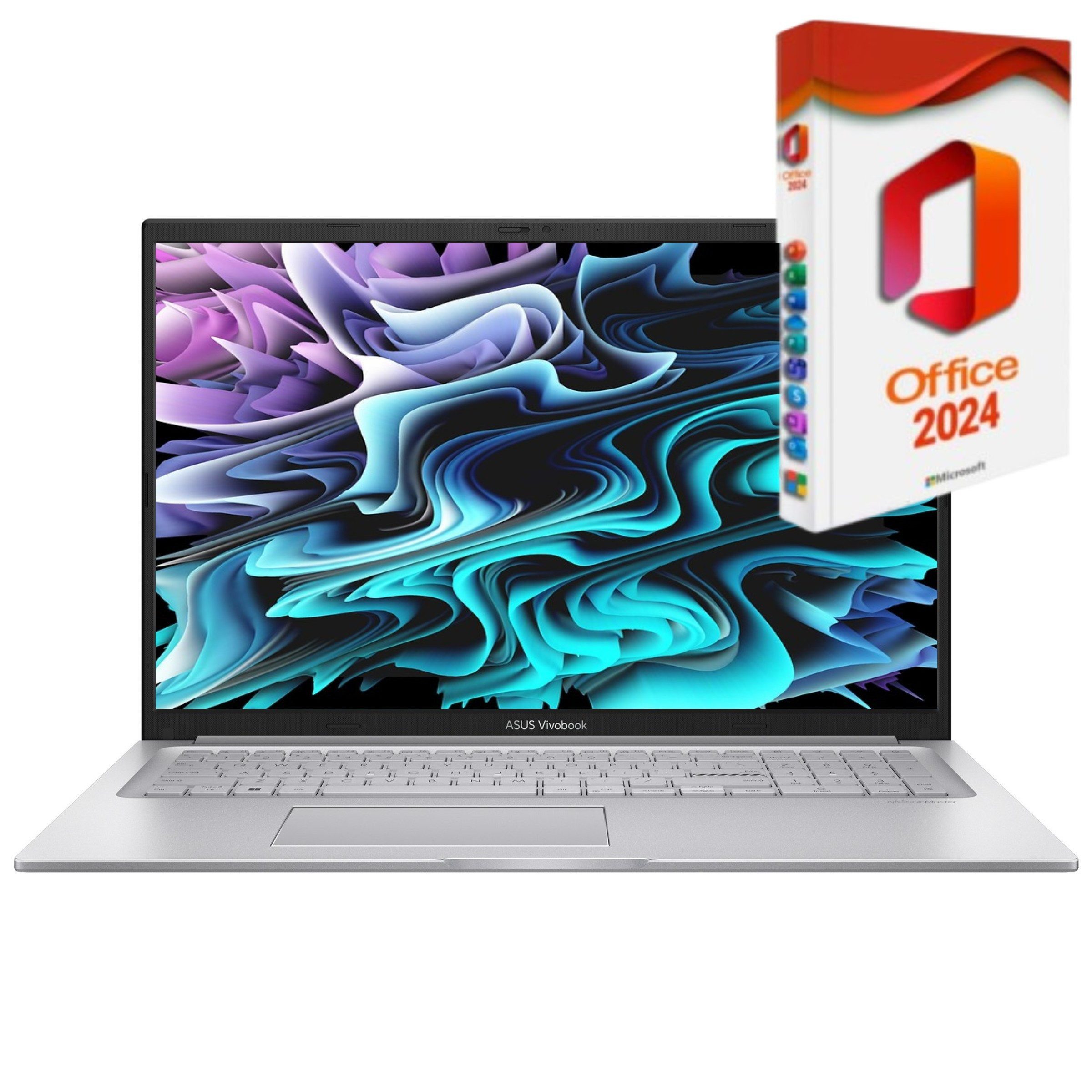 Asus VivoBook X170, Intel Core i7-1355U, Beleuchtete Tastatur, Business-Notebook (Intel Core i7 1355U, Intel Iris Xe, 256 GB SSD, Windows 11 Pro, MS Office 2024 Pro Dauerlizenz)