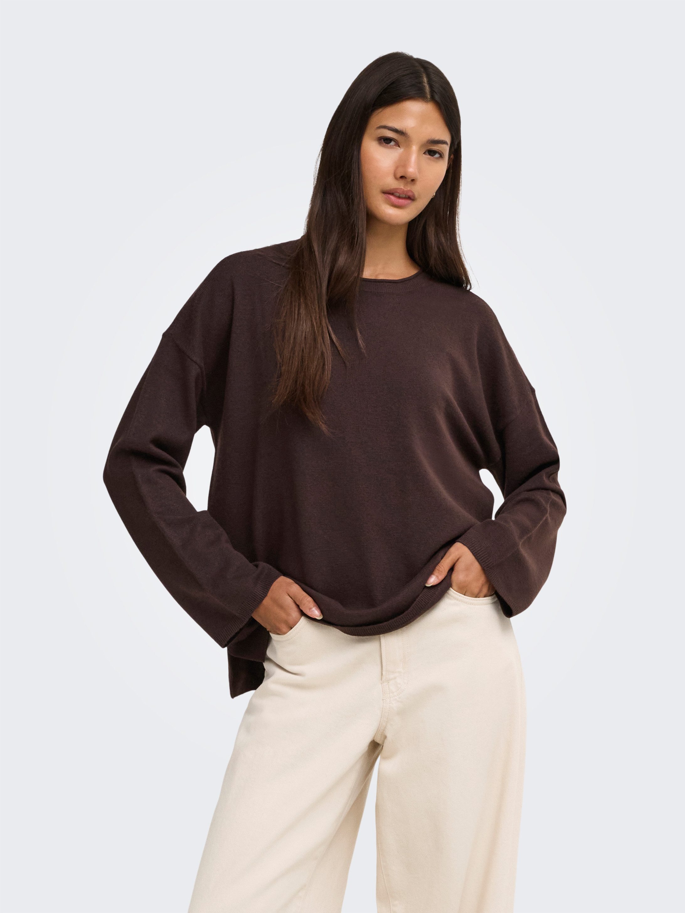 ONLY Strickpullover ONLLOYAL AMALIO LIFE LS O-NECK KNT NOOS Materialmix