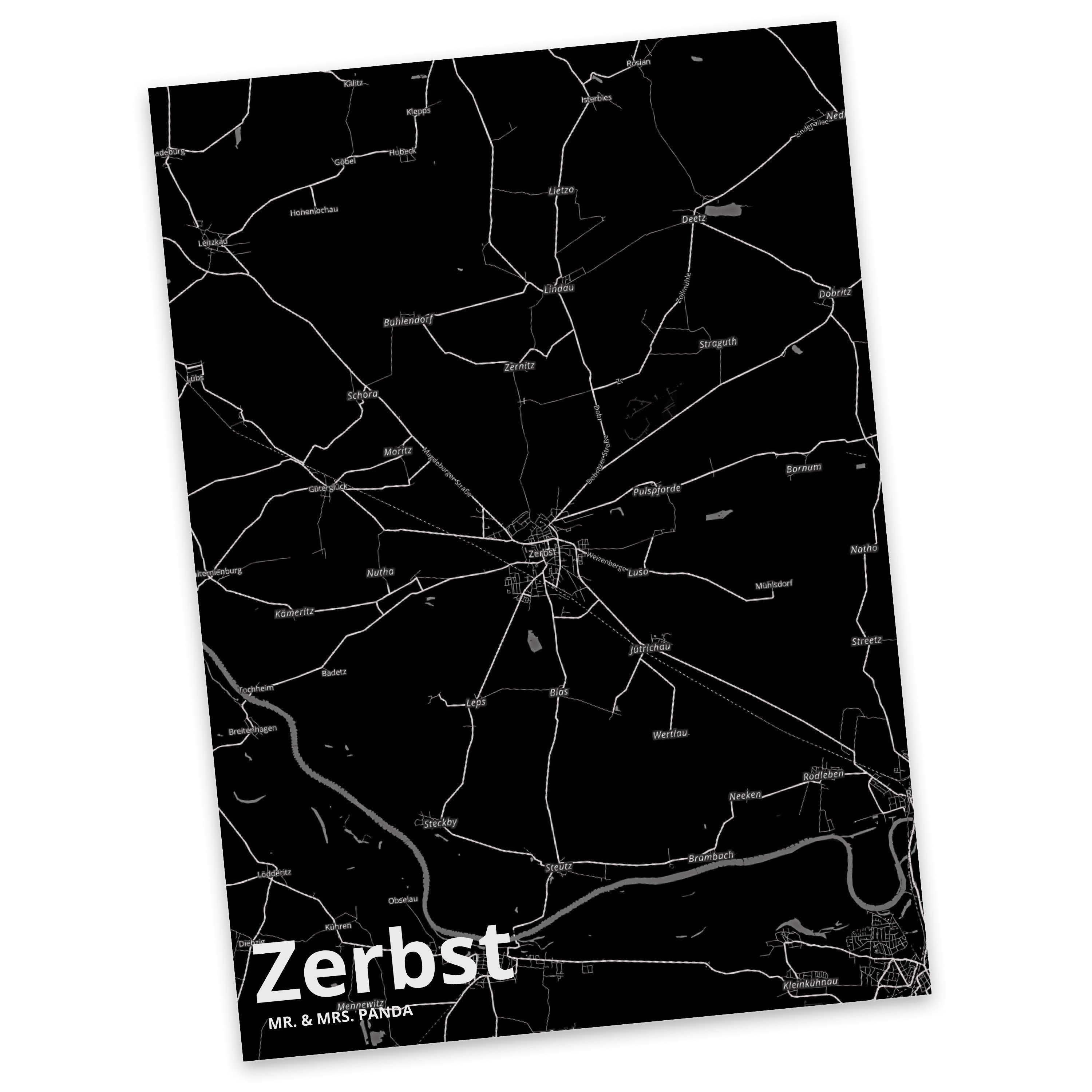 Mrs. - Mr. Dorf Postkarte Geschenk, & Map Stadt Landkarte Karte Stadt, S Zerbst Panda Grußkarte,