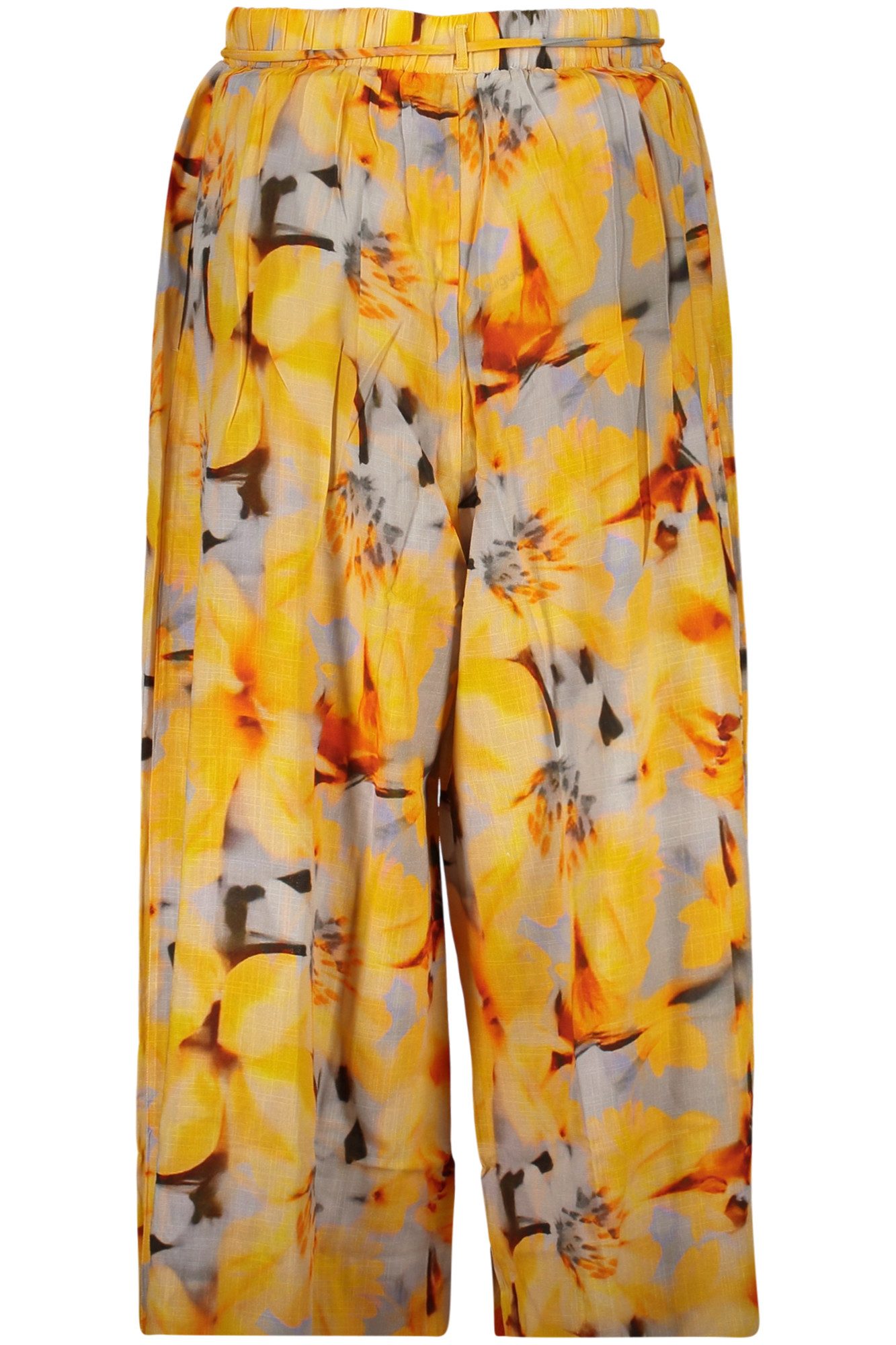 Desigual 5-Pocket-Hose Stylische Gelbe Damenhose mit Muster und abnehmbarem Gürtel
