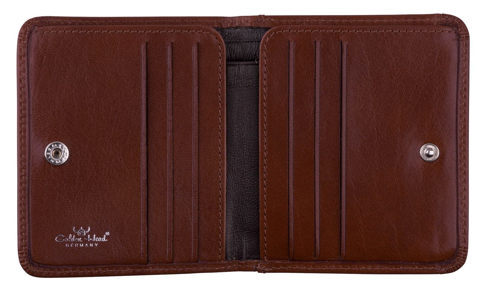 Golden Head Geldbörse Billfold Coin Wallet With Front Snap Closure, aus echtem Leder mit RFID-Blocker Schutz