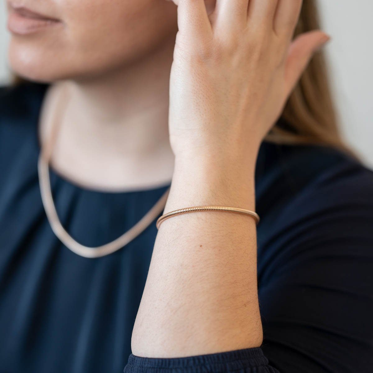 Materia Armkette Damen Rosegold Schlangen Armband 3mm SA-144, Sterlingsilbe günstig online kaufen