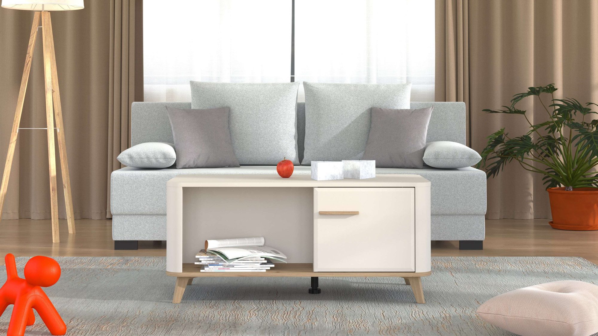Home affaire Couchtisch Darwen Wohnzimmertisch, Sofatisch, Beistelltisch, Kaffeetisch, 3D-folienummantelte MDF-Front, ABS 1 mm, Stauraum