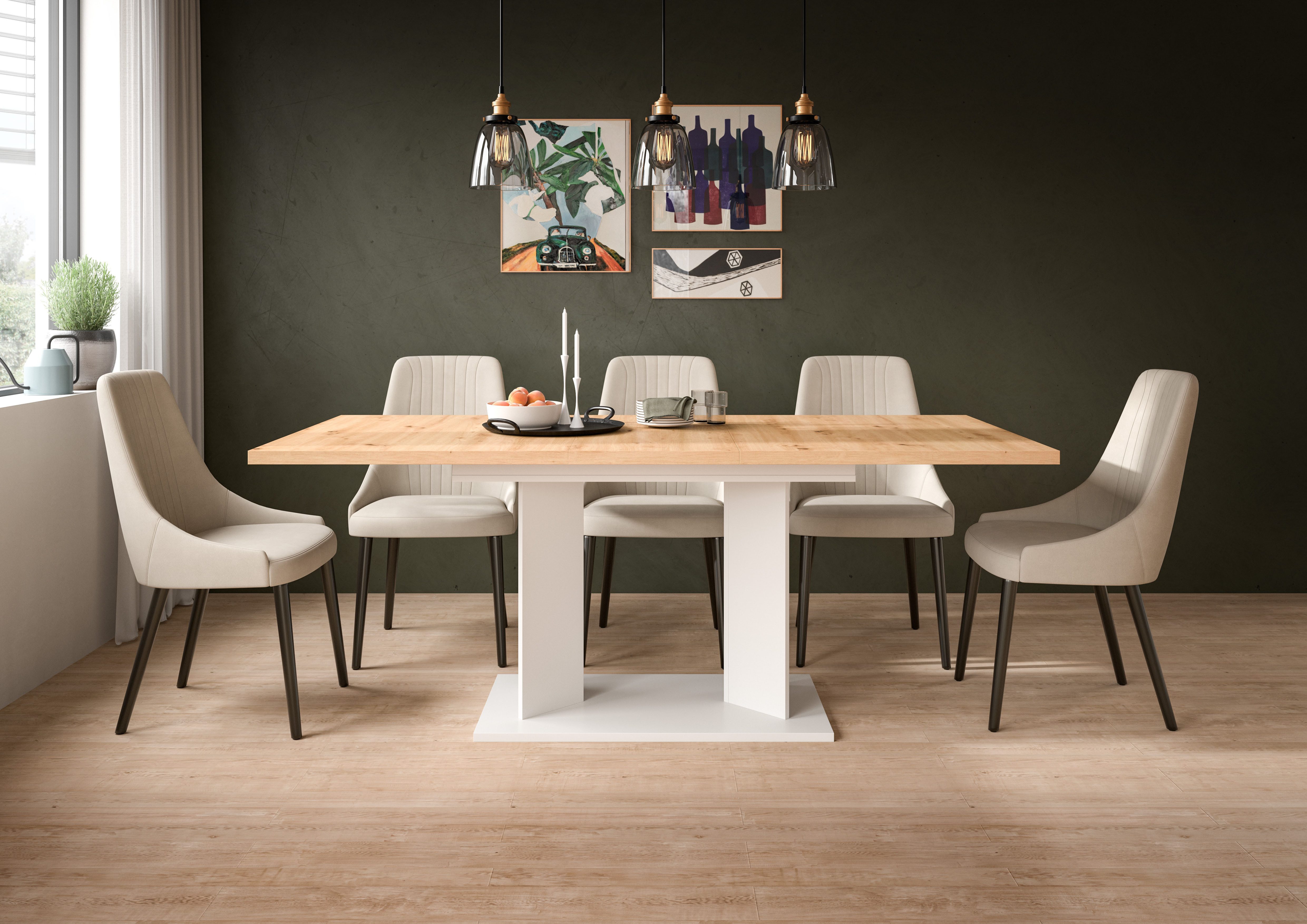 Home affaire Esstisch GERO, 150-190 cm, ausziehbar, Säulengestell (1-St., in verschiedenen Ausführungen erhältlich), Tisch, Esstisch, Esszimmer, Esszimmertisch, Küchetisch, Bartisch