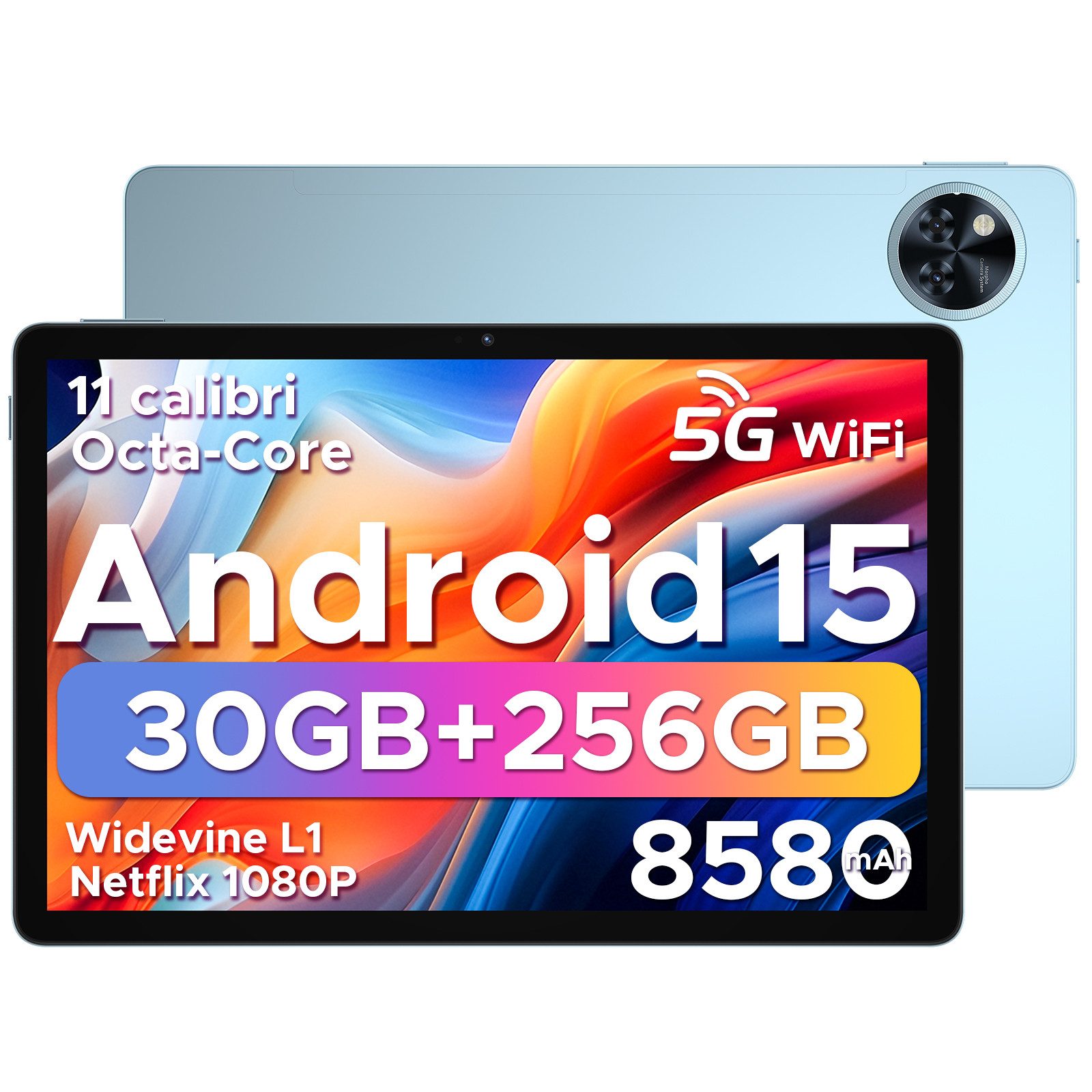 DOOGEE U11Pro Tablet (11", 256 GB, Android 15, Android 15, 8580 mAh, Unisoc T7200, 7,9 mm Metallgehäuse, 30+256GB 2TB)