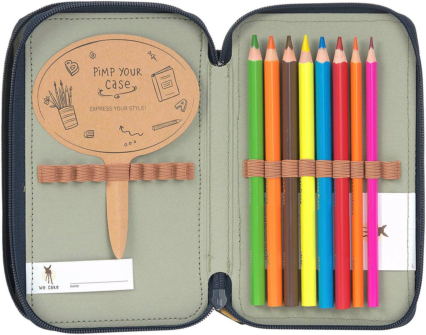 LÄSSIG Federmäppchen Unique Triple, Ocean Edition, dark blue, Dreifach Mäppchen, aus recycelten PET-Flaschen