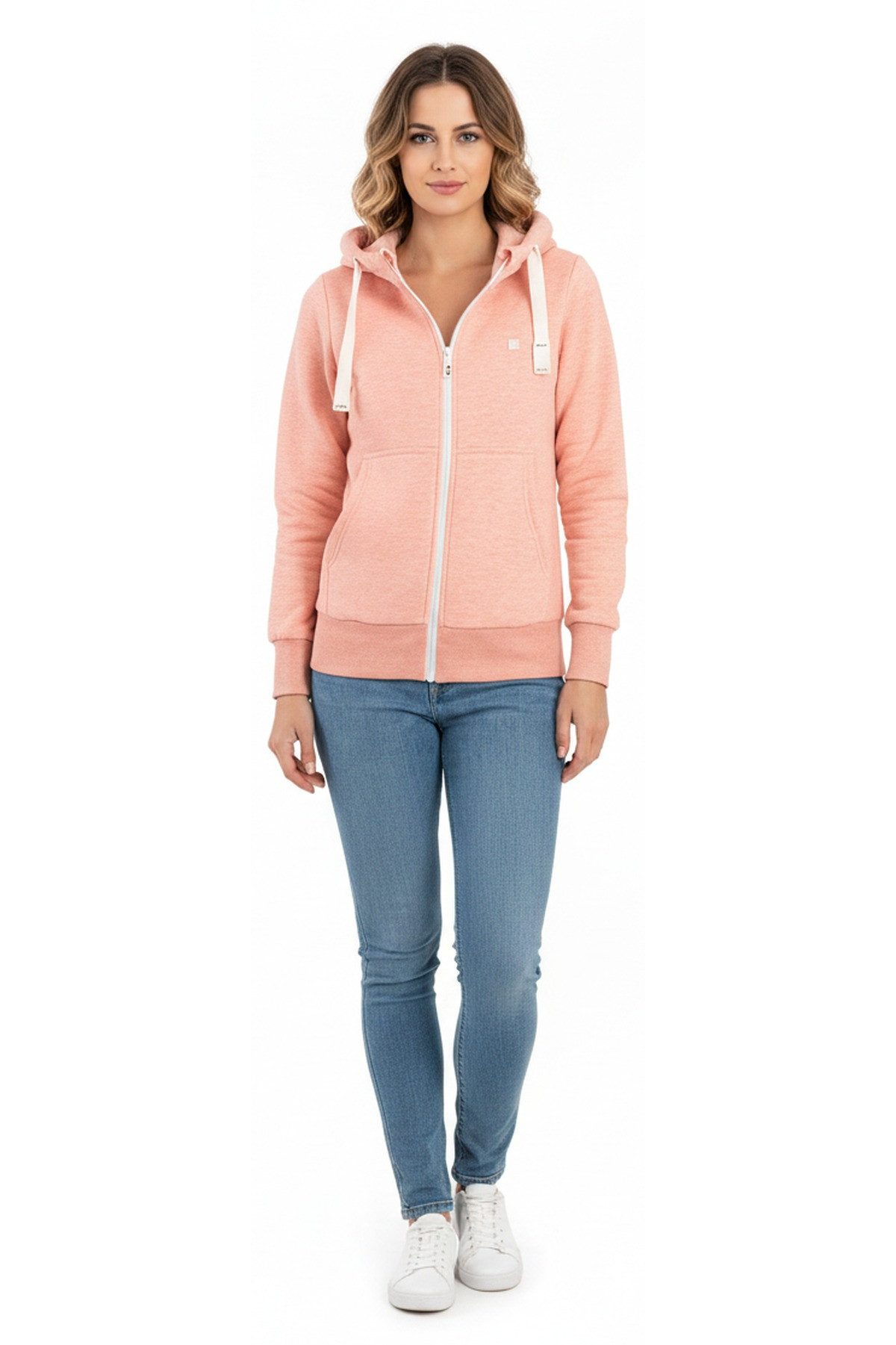 DEPROC Active Sweatjacke UCLUELET Damen-Zip-Top mit Kapuze weiche Fleecejacke mit Kängurutasche