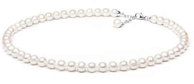 Gaura Pearls Perlenkette Klassisch weiß rund 7.5-8 mm 45 cm echte Süßwasserzuchtperlen