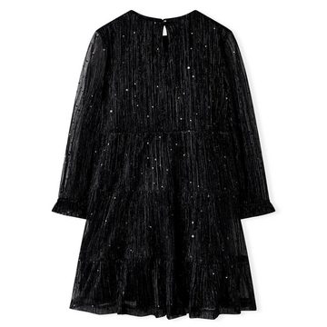vidaXL A-Linien-Kleid Kinderkleid mit Langen Ärmeln Pailletten Schwarz 128