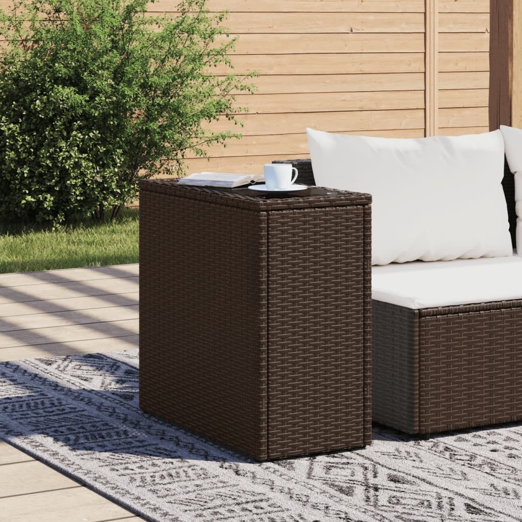 vidaXL Gartentisch Garten-Beistelltisch mit Glasplatte Braun günstig online kaufen
