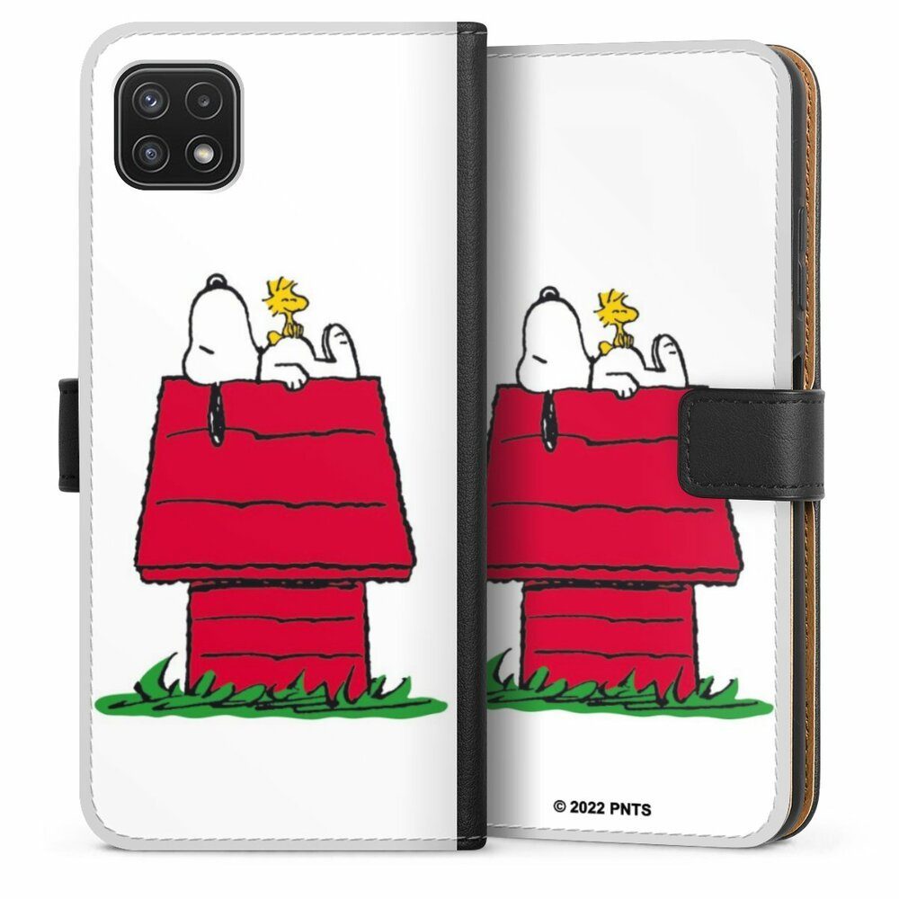 DeinDesign Handyhülle Snoopy Offizielles Lizenzprodukt Peanuts Snoopy and Woodstock Classic, Samsung Galaxy A22 5G Hülle Flip Case Klapphülle Handytasche Leder