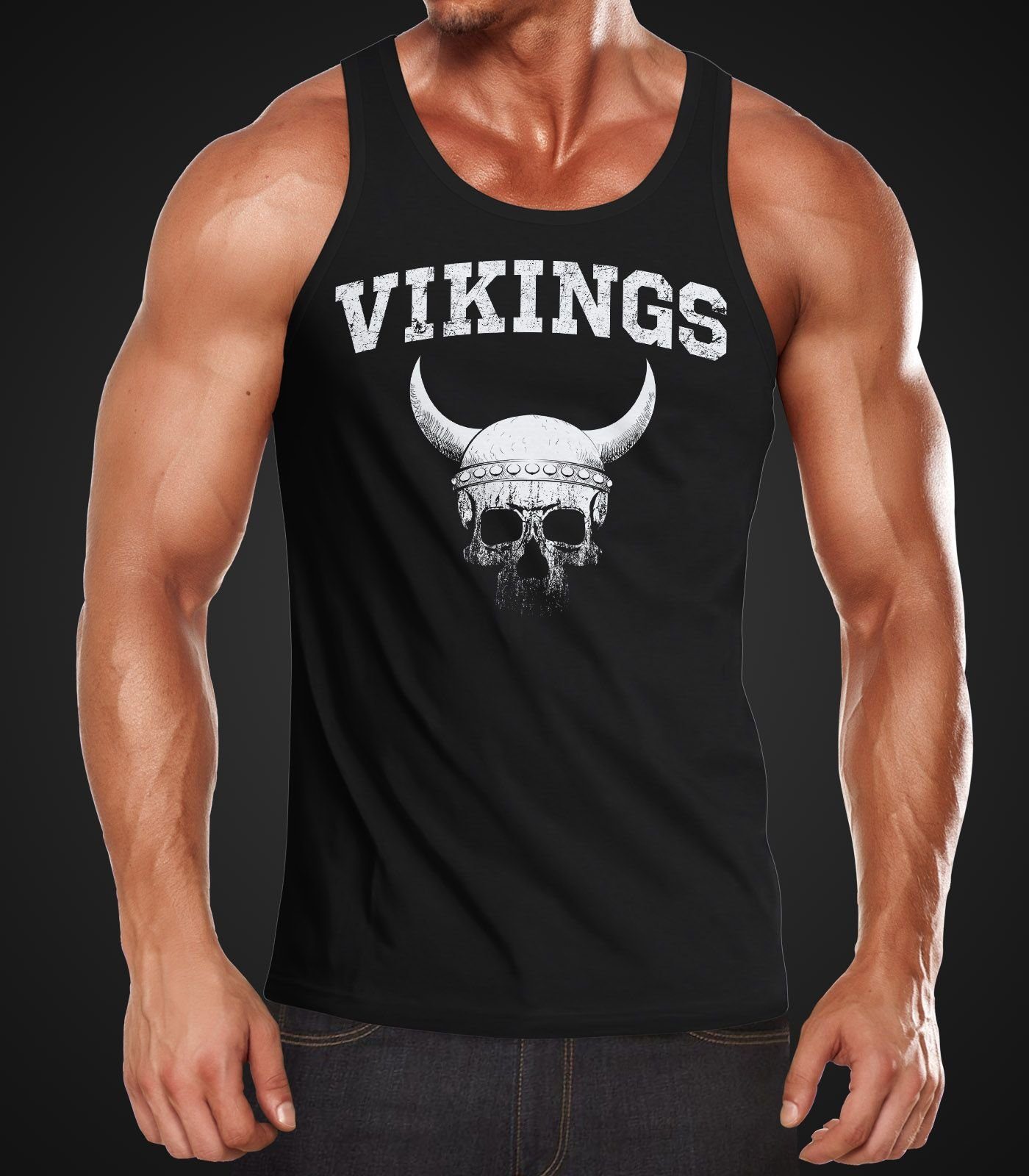 Neverless Tanktop Herren Tank-Top Wikinger-Helm Skull Totenkopf Muskelshirt günstig online kaufen