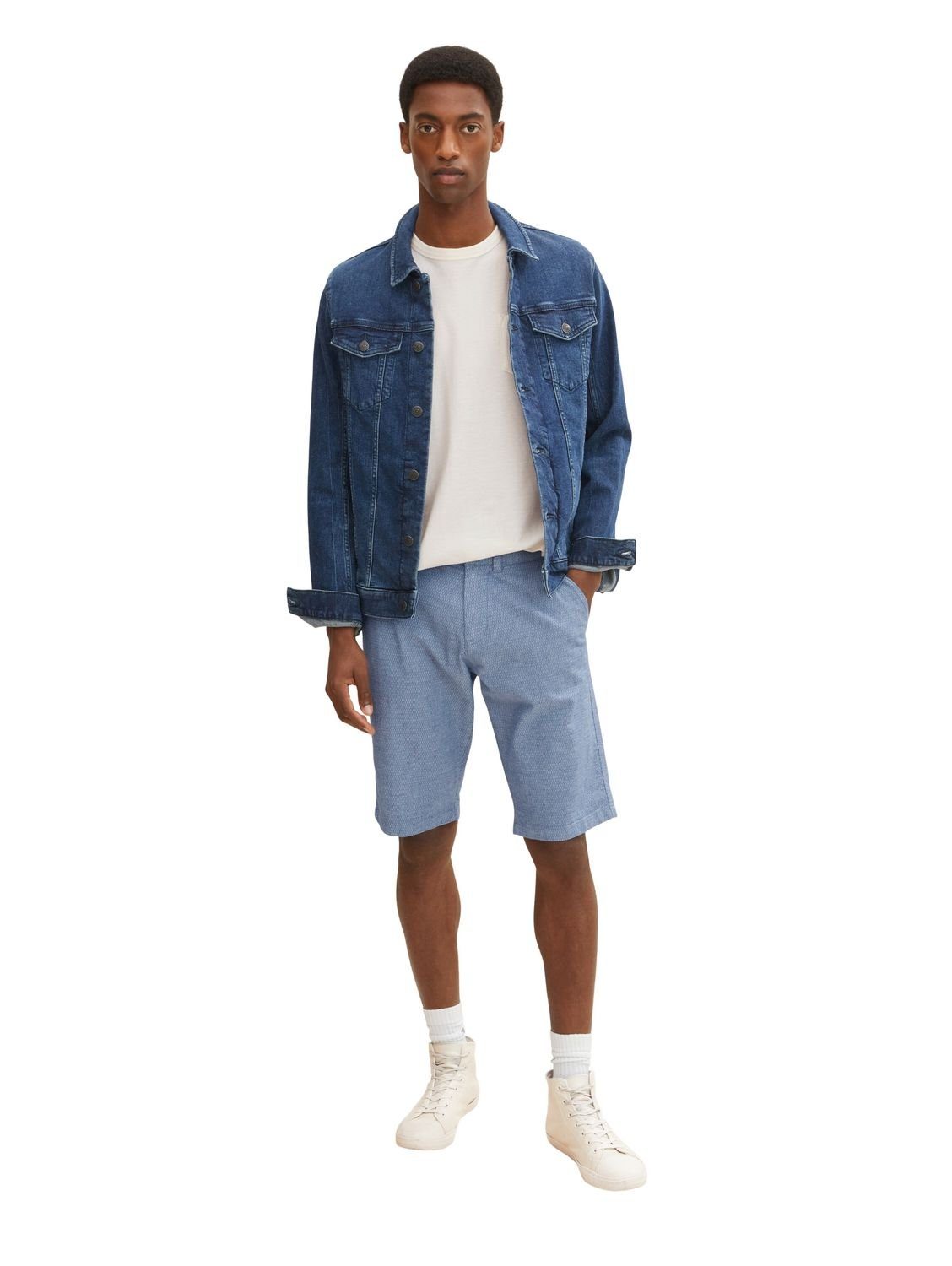 TOM TAILOR Shorts STRUCTURED mit 29300 Stretch Look Chambray Dobby