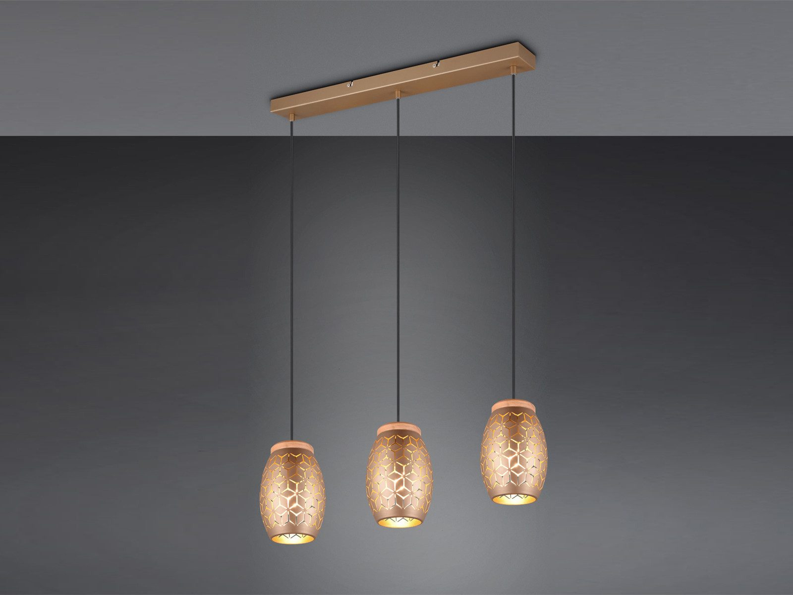 Reality Leuchten LED Pendelleuchte, Dimmfunktion, LED wechselbar, über Lichtschalter in 3 Stufen dimmbar, warmweiß, ausgefallene Esstisch-lampen dreiflammig für über Kücheninsel, B: 71cm