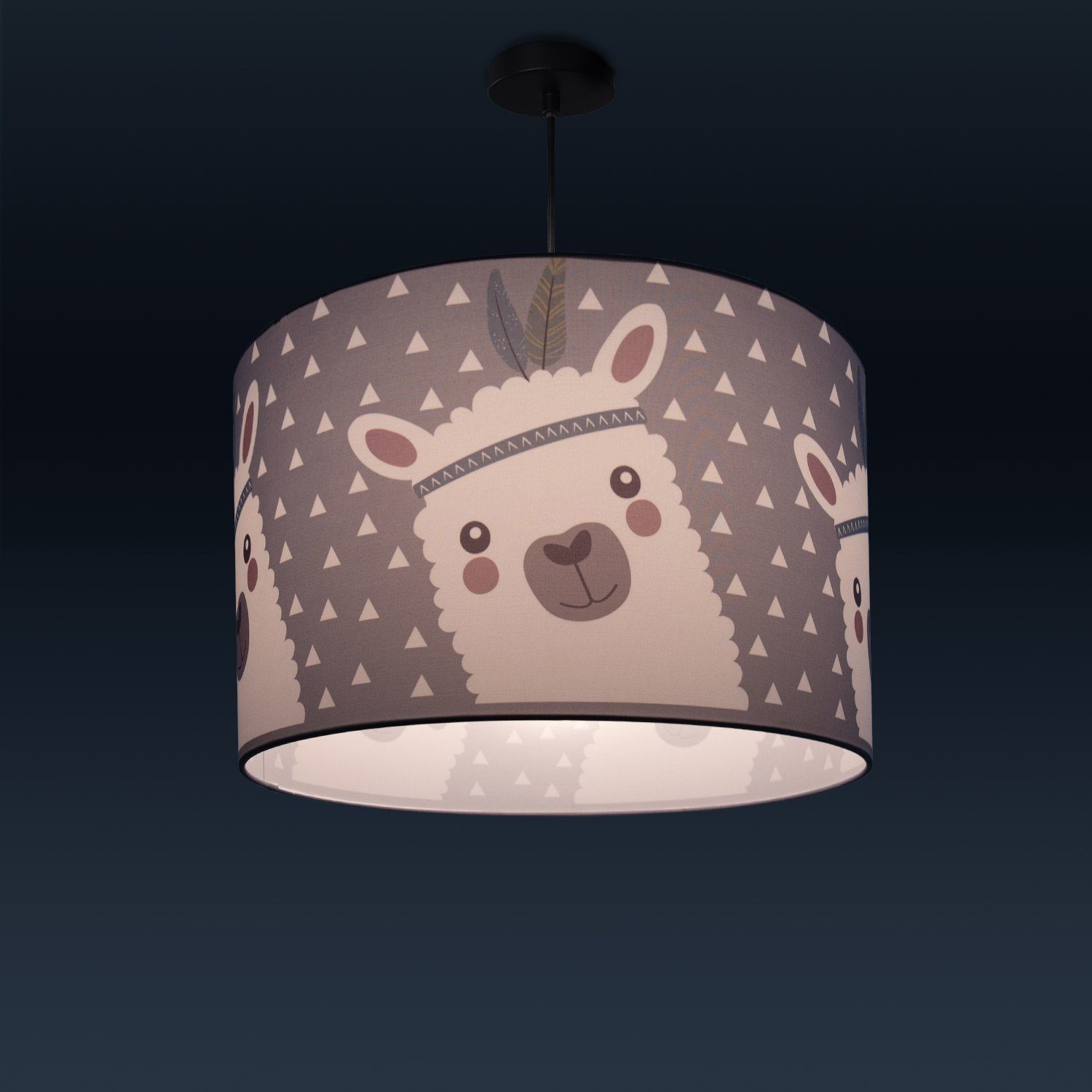 Paco Home Pendelleuchte Ela E27 Kinderlampe Kinderzimmer Lama-Motiv, Deckenlampe 214, LED Lampe Leuchtmittel, ohne