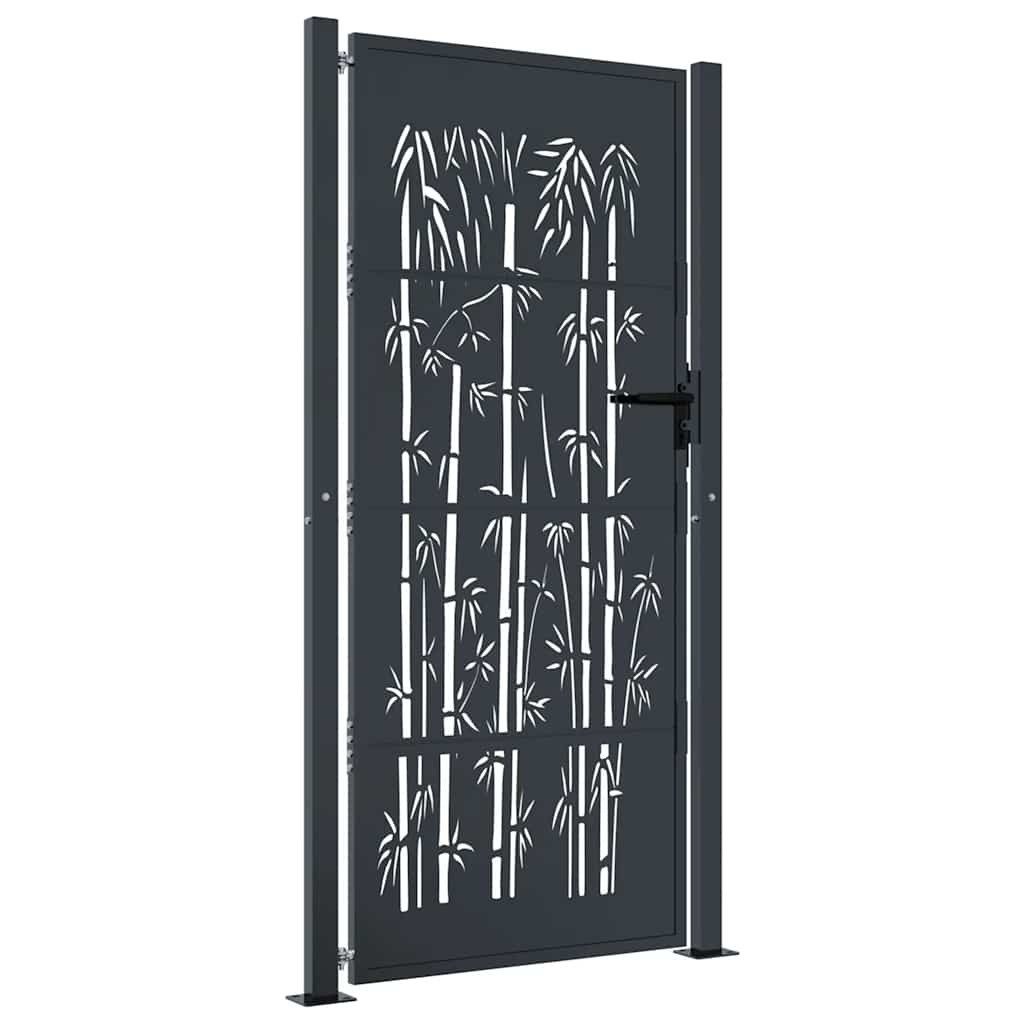 vidaXL Gartentor Gartentor Anthrazit 100x175 cm Stahl Bambus-Design