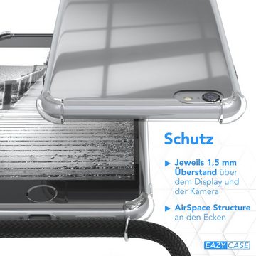 EAZY CASE Handykette Kette Clips Schwarz für Apple iPhone 6 / 6S 4,7 Zoll, Slimcover mit Umhängeband Case Handytasche Clear Backcover Schwarz