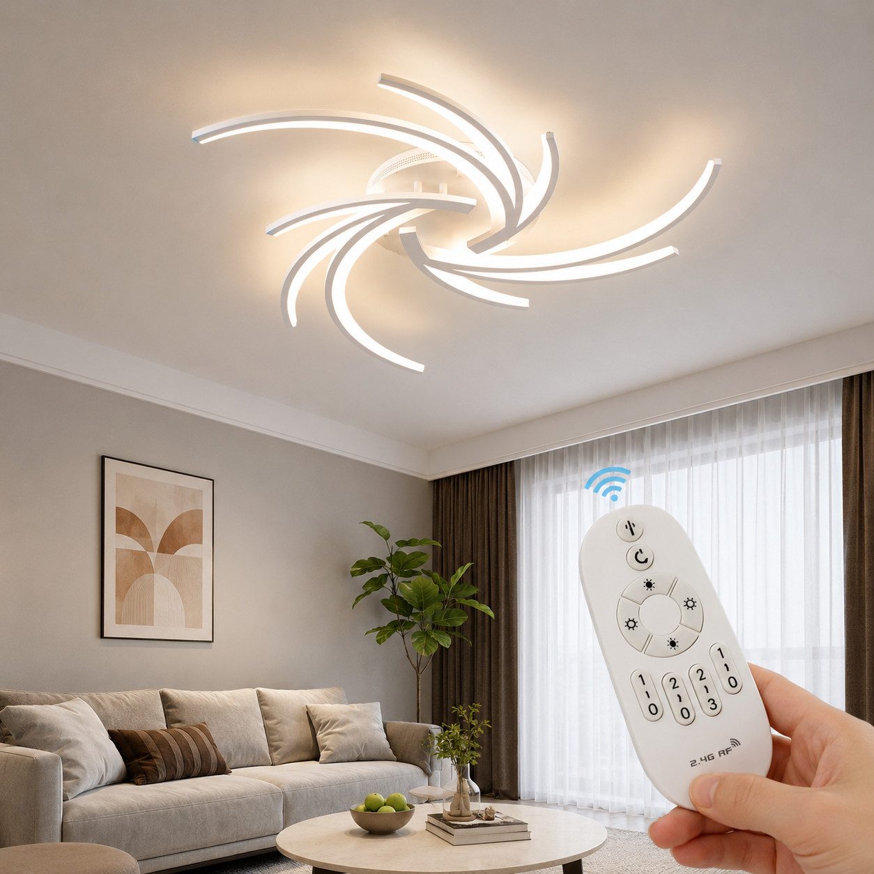 Euroton LED Deckenleuchte LED Deckenleuchte 2042 Fernbedienung Lichtfarbe einstellbar dimmbar, LED fest integriert, kaltweiß-warmweiß, 7000k-3000k stufenlos einstellbar