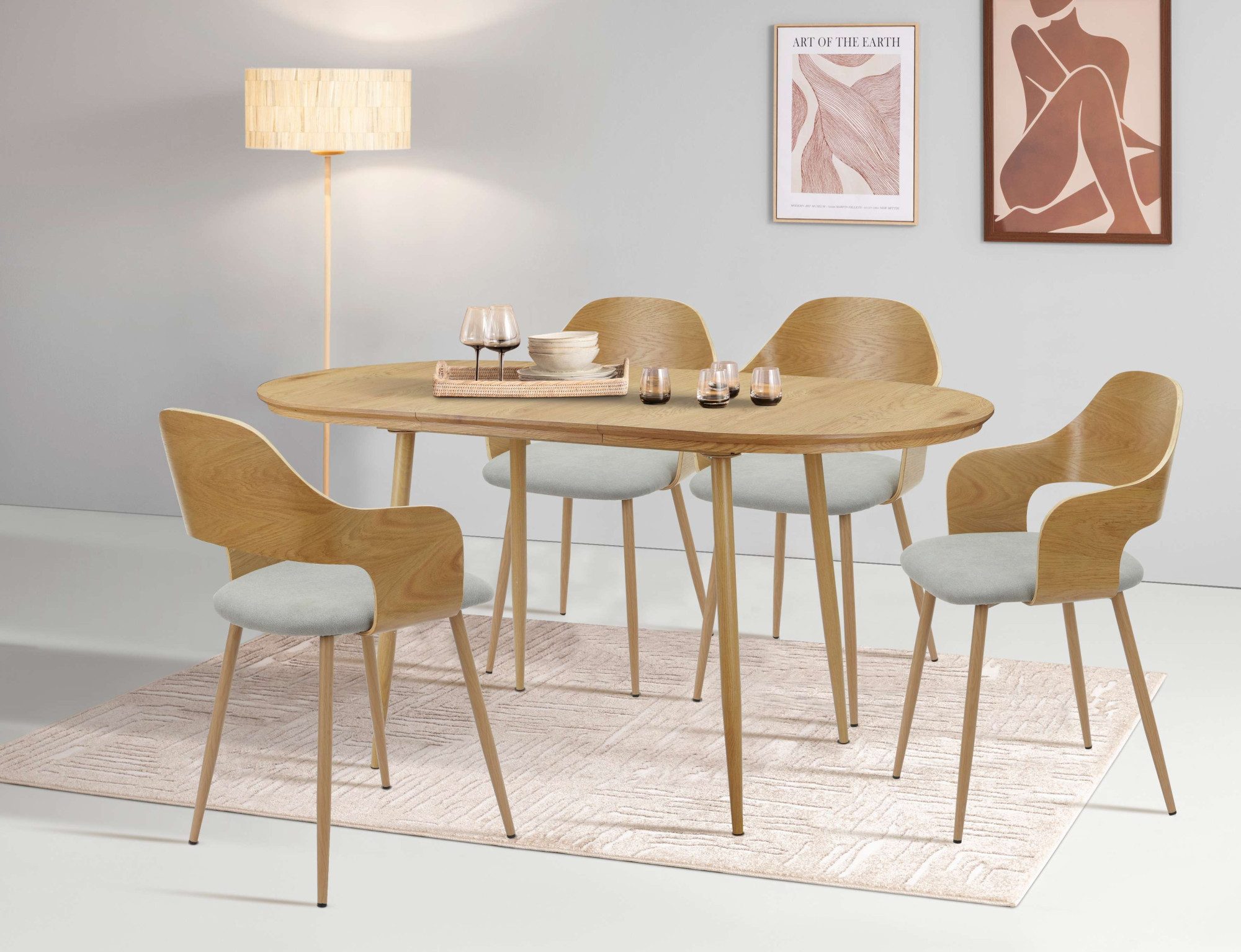 Home affaire Essgruppe Belleville Tischgruppe Stühle Ausziehtisch, (Set, 5- günstig online kaufen