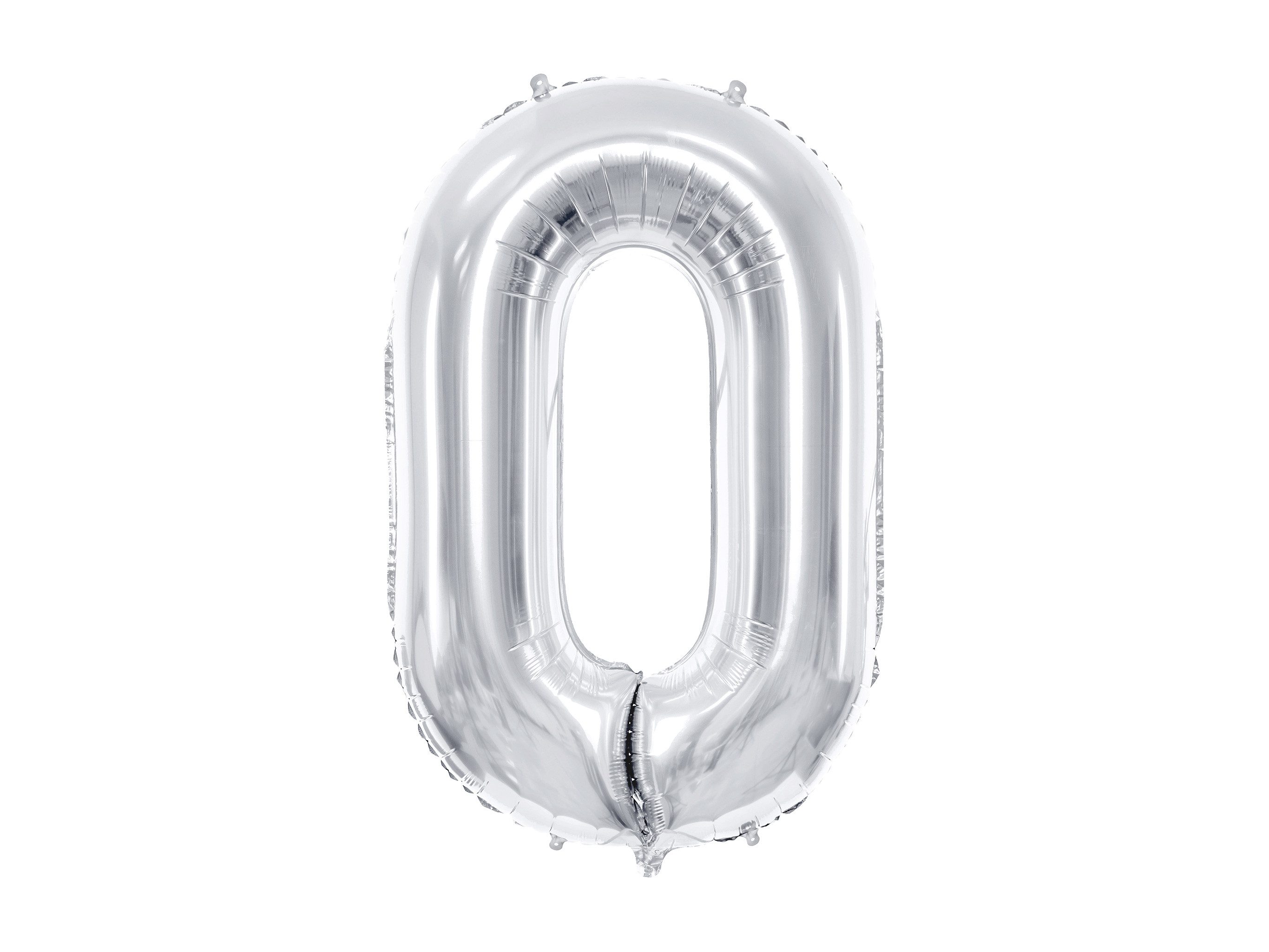 partydeco Folienballon, Folienballon Zahl 0 Zahlenballon 86cm Silber