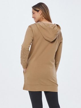 Sarah Kern Sweatshirt Longshirt koerpernah mit Nietenverzierung