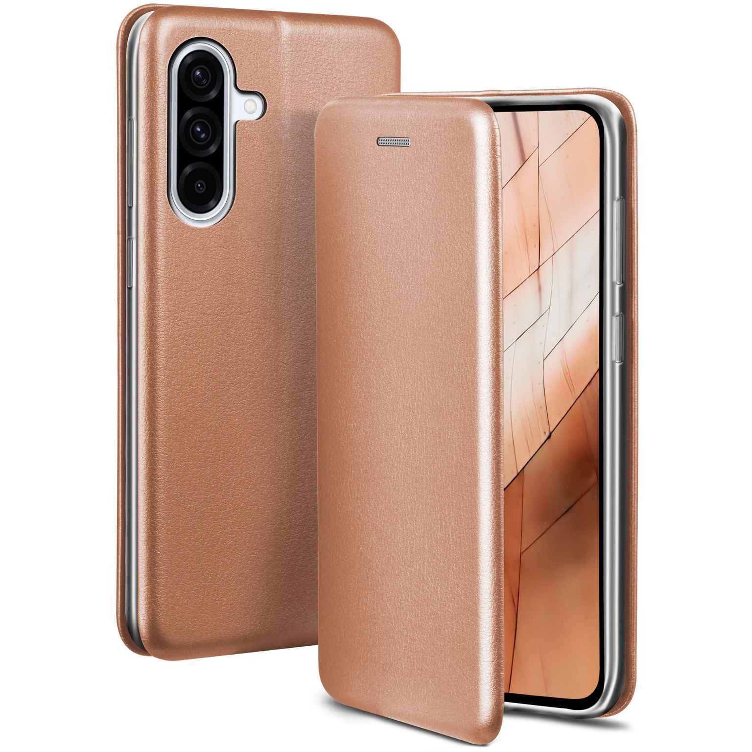 ONEFLOW Handyhülle für Samsung Galaxy A36 5G Premium Hülle Business Cover Rosa 6,64 Zoll, 360 Grad Schutzhülle Flip Case Etui Klapphülle Dünn Leder Handy Tasche