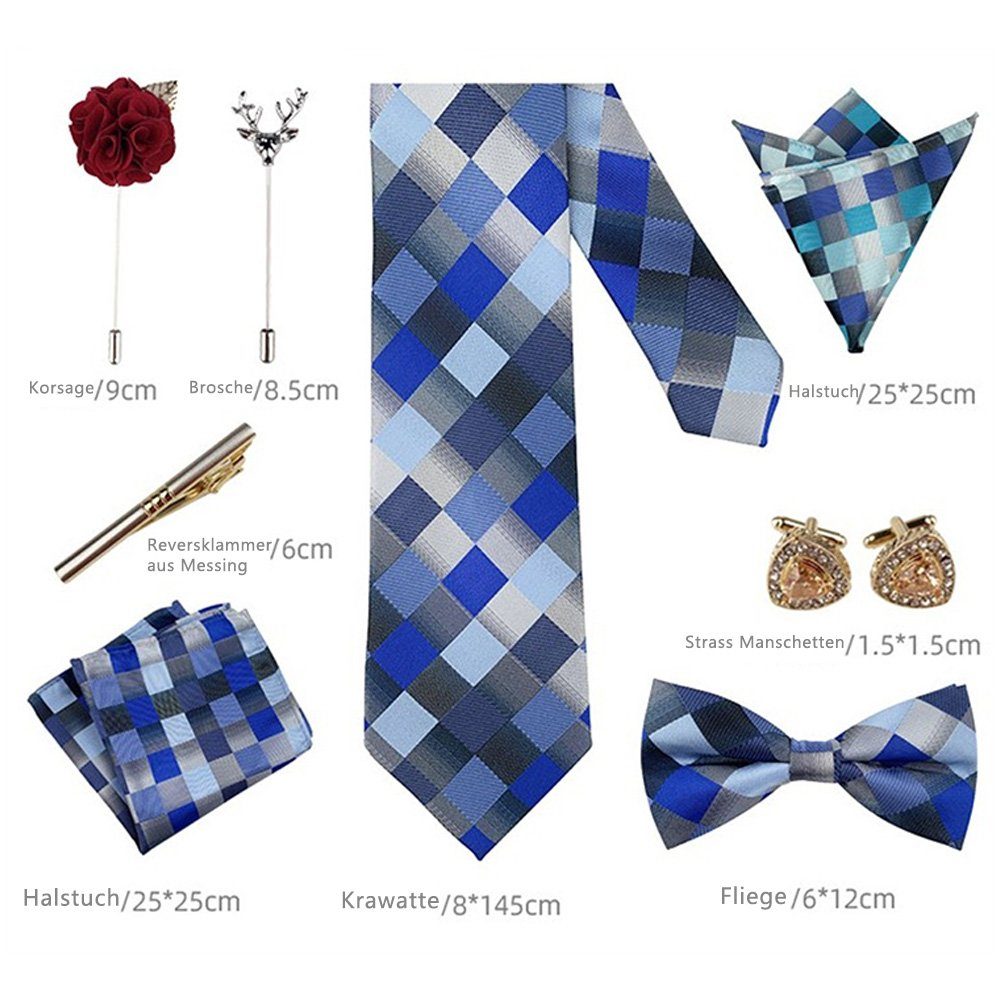 Business Herren Dekorative Anzugzubehör (9-St) Krawatten-Set, Krawatten-Set komplettes Krawatte Ein von Männer Set für