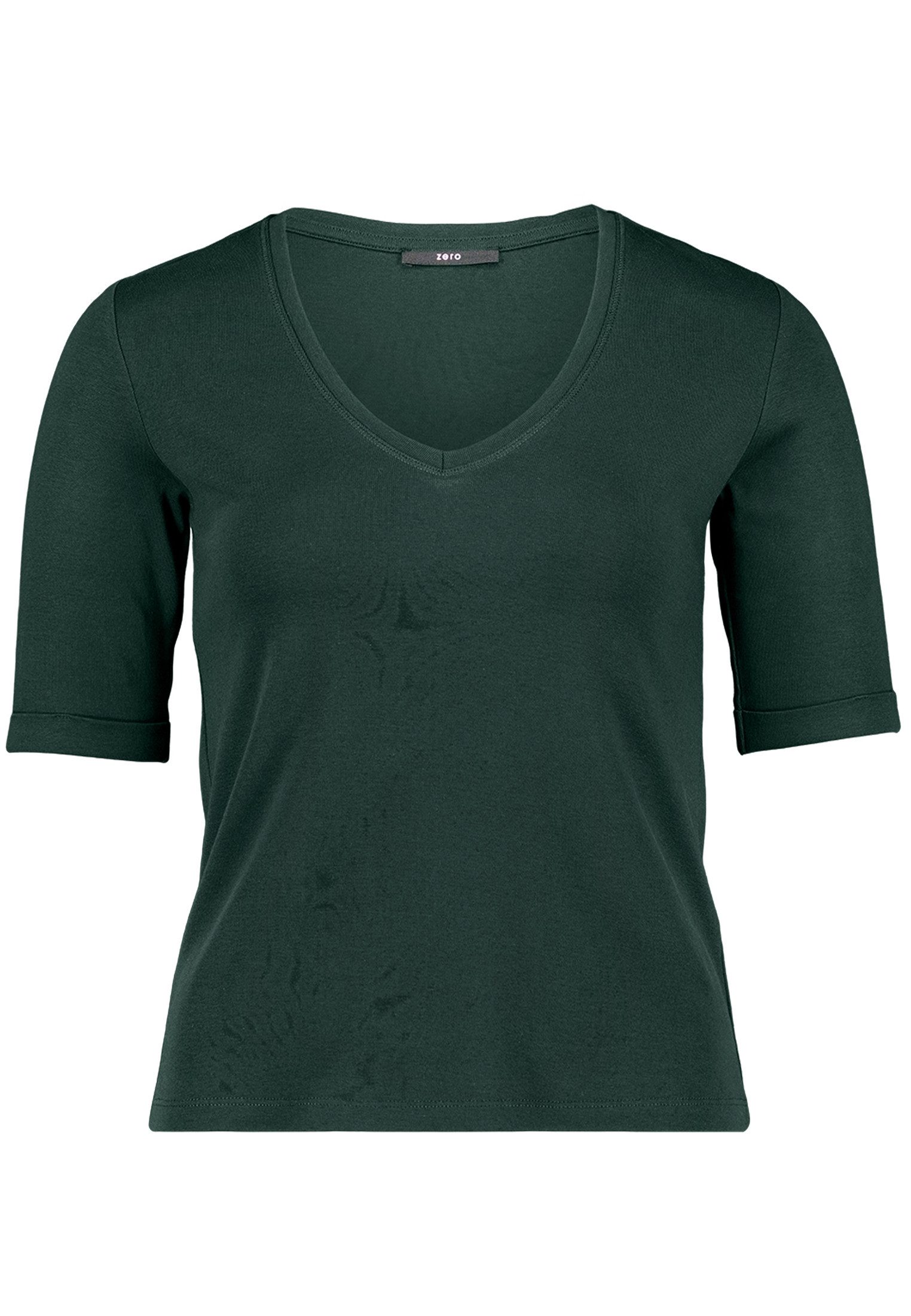 Zero Kurzarmshirt Damen Shirt mit V-Ausschnitt (1-tlg) Aufschlag / Krempel günstig online kaufen