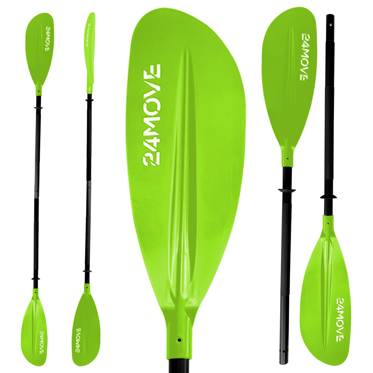 24Move Doppelpaddel, Stand Up Paddle Aluminium SUP-Paddel, für Paddelboards, Kajakboot und Ruderboot