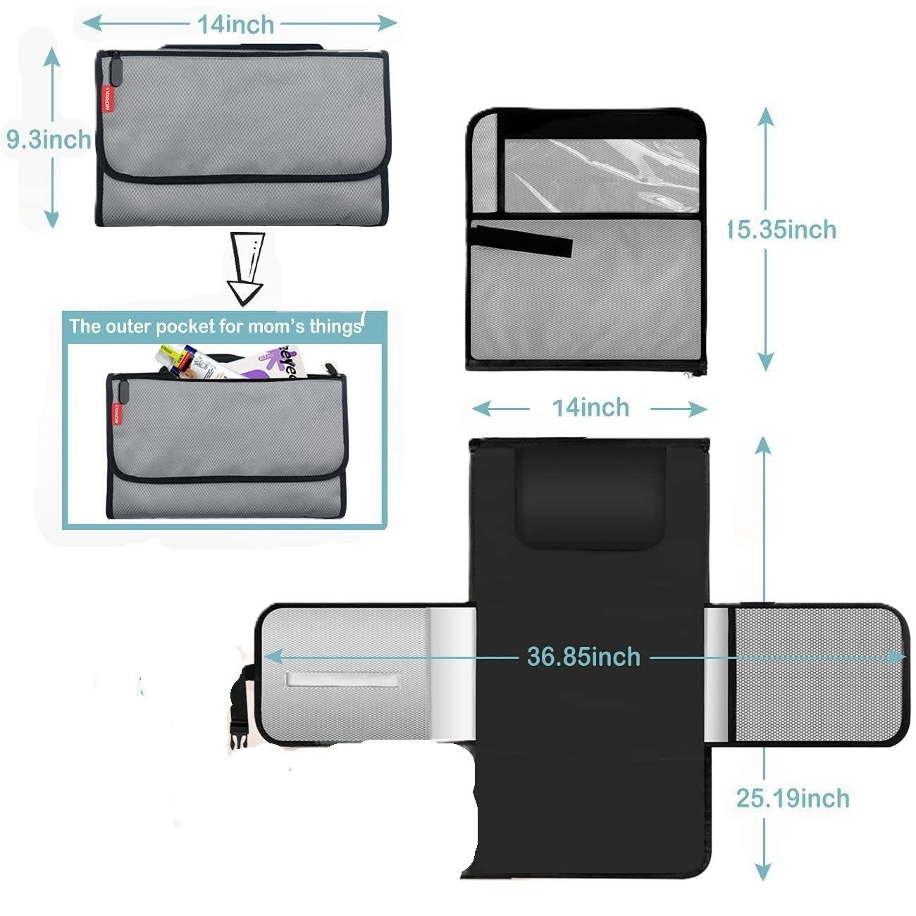 LA CUTE Wickeltasche Tragbare Wickelunterlage Große, Wasserdichte Baby-Reise Wickeltisch (Wickelunterlage Set, 1x Praktische Wickelunterage für Unterwegs), Abnehmbare Schwammauflage, wasserdicht