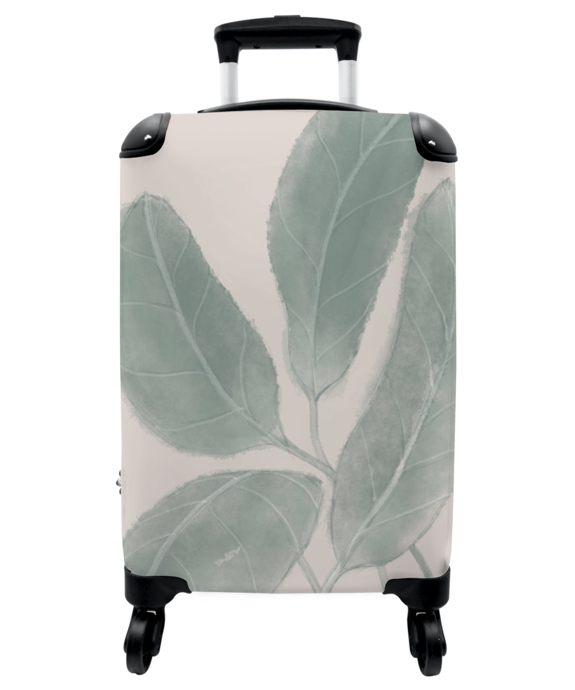 Natur 55x35x20cm 4 Handgepäck Trolley - - Blätter - Rollkoffer Kleine - mit - 4 NoBoringSuitcases.com© Reisekoffer Handgepäckkoffer Cabin Rollen Abstrakt Rollen, Beige, Pflanzen