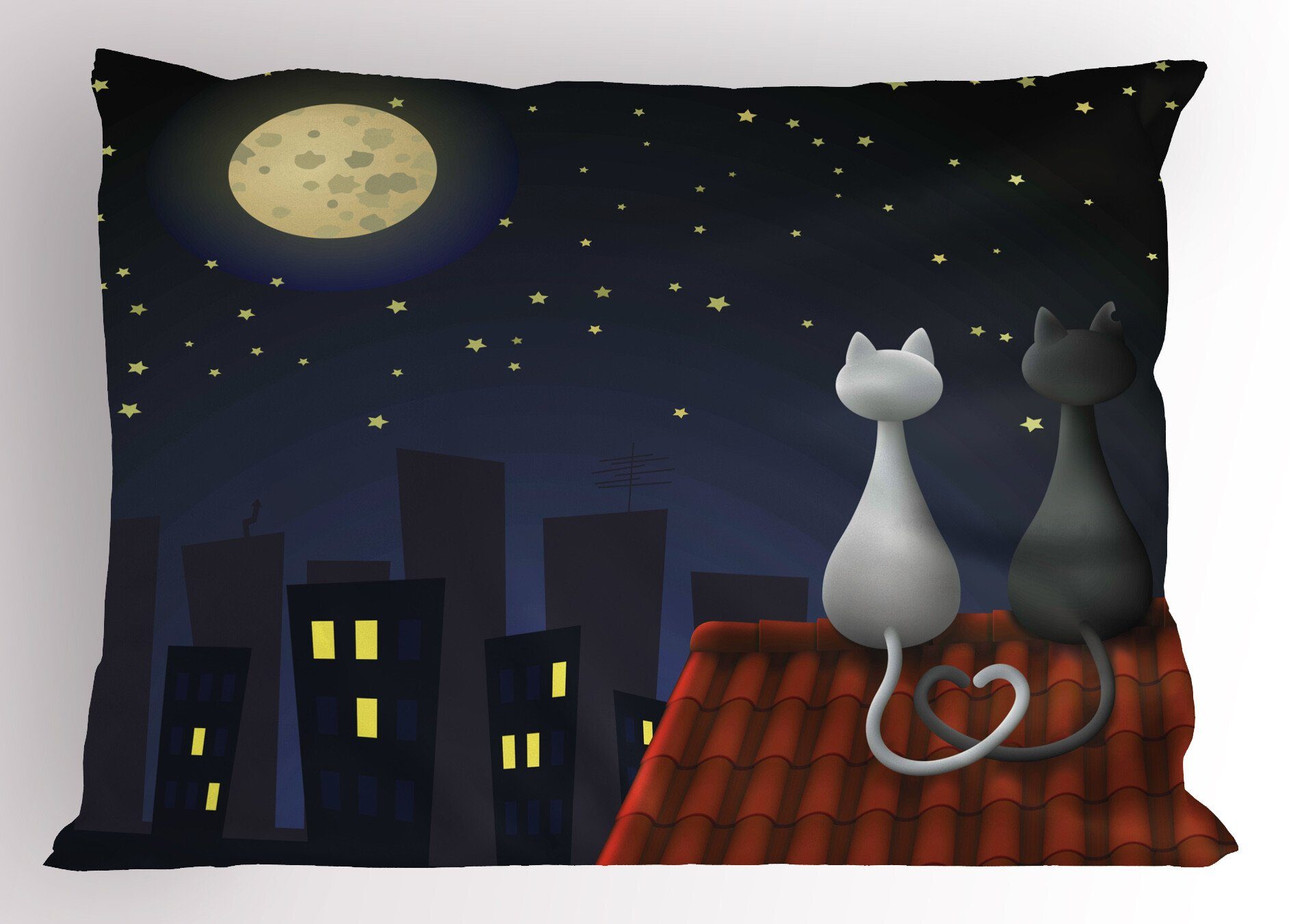 Kissenbezüge Dekorativer Standard King Size Gedruckter Kissenbezug, Abakuhaus (1 Stück), Tier Katzen auf dem Dach Valentines