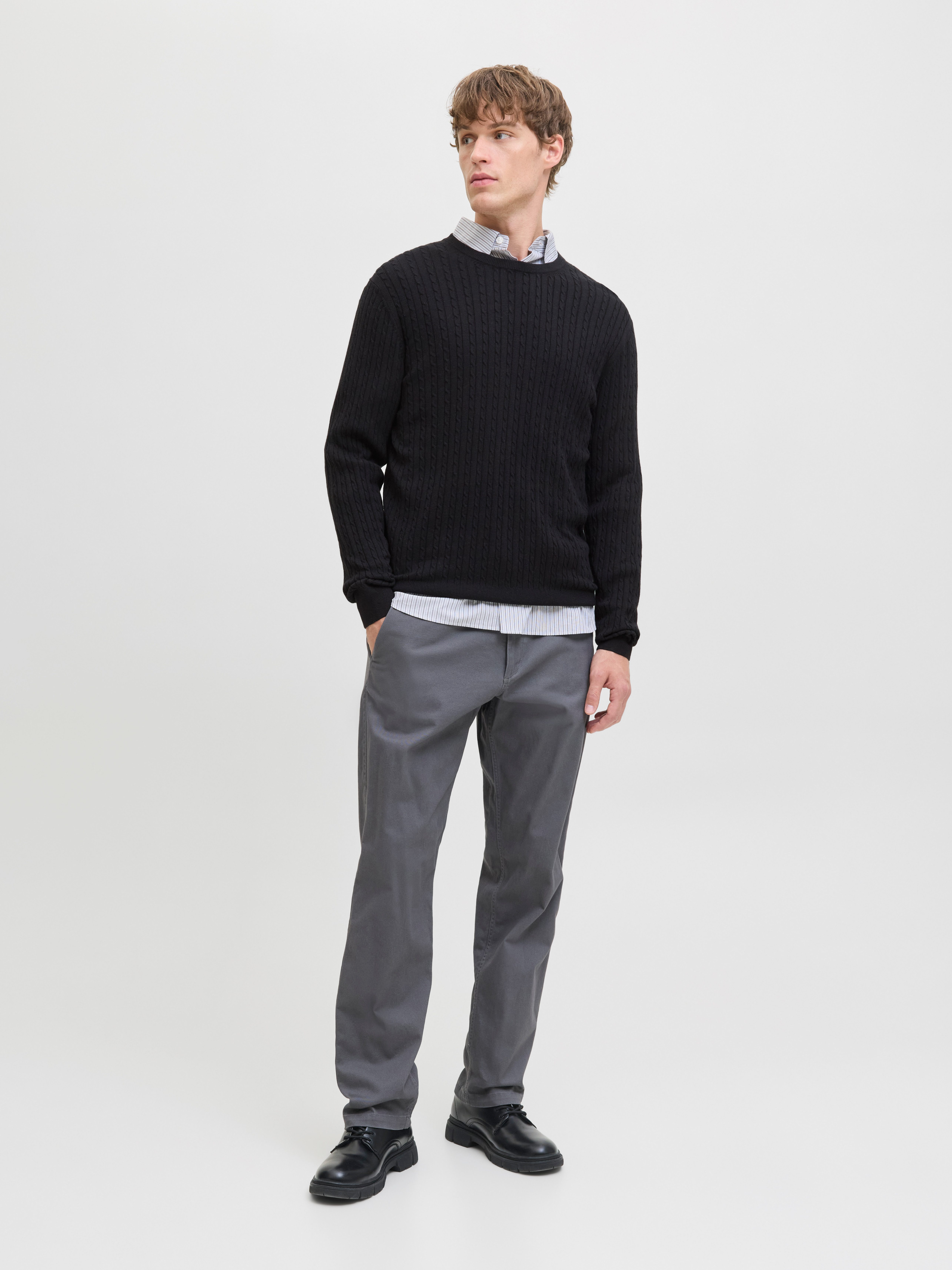 Jack & Jones Strickpullover JJEEMIL KNIT CABLE CREW NECK NOOS
