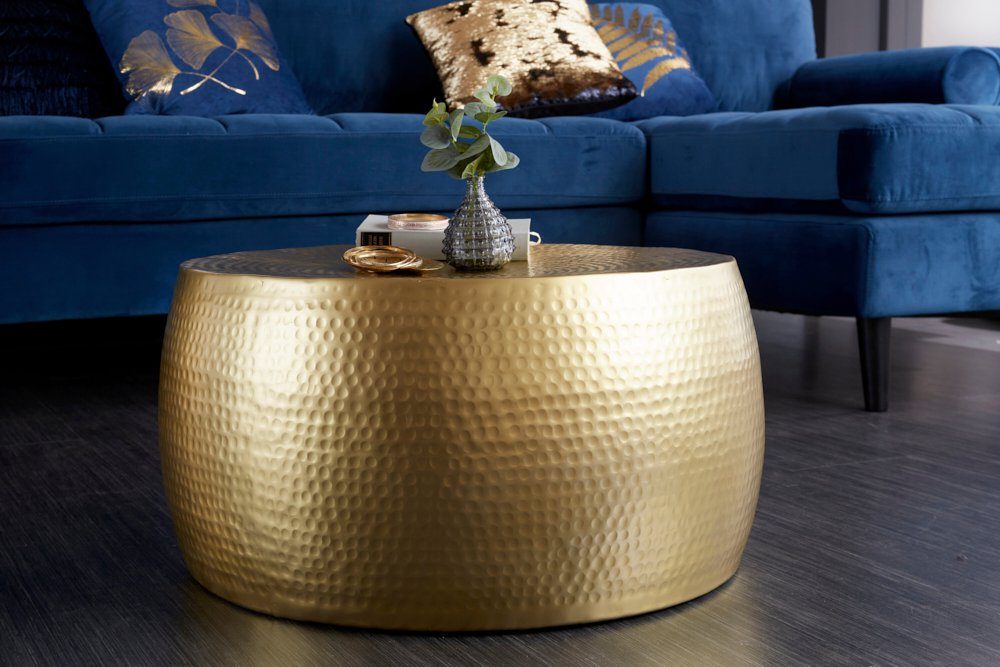 riess-ambiente Couchtisch ORIENT III Ø60cm Design (Einzelartikel, gold 1-St), · Metall · rund · handmade · Wohnzimmer Hammerschlag