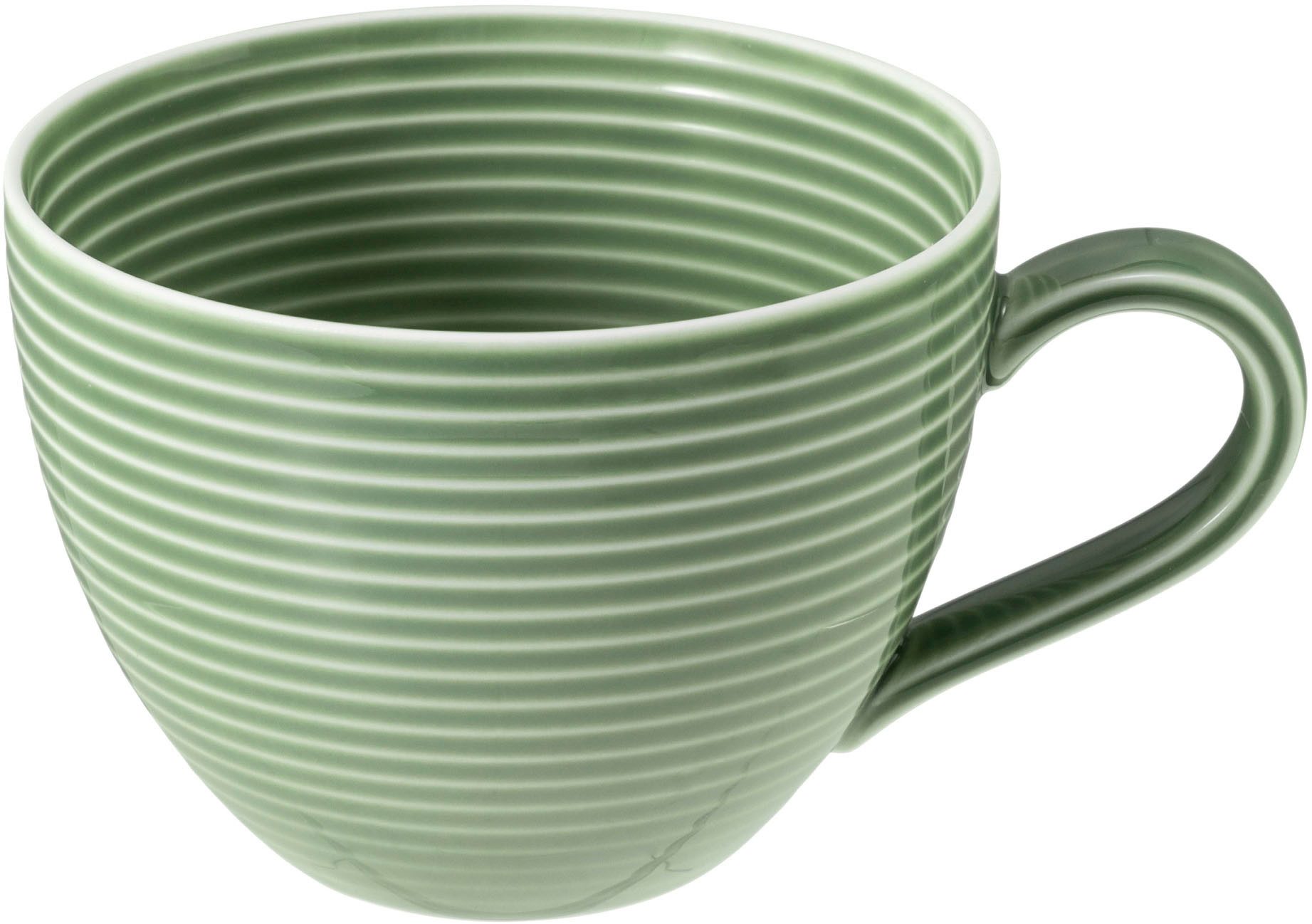 Seltmann Weiden Kaffeeservice Geschirr-Set, Service Beat (18-tlg), 6 Personen, Porzellan, Teller, Tassen, Untertassen, Rillendekor, 18 Teile, für 6 Personen