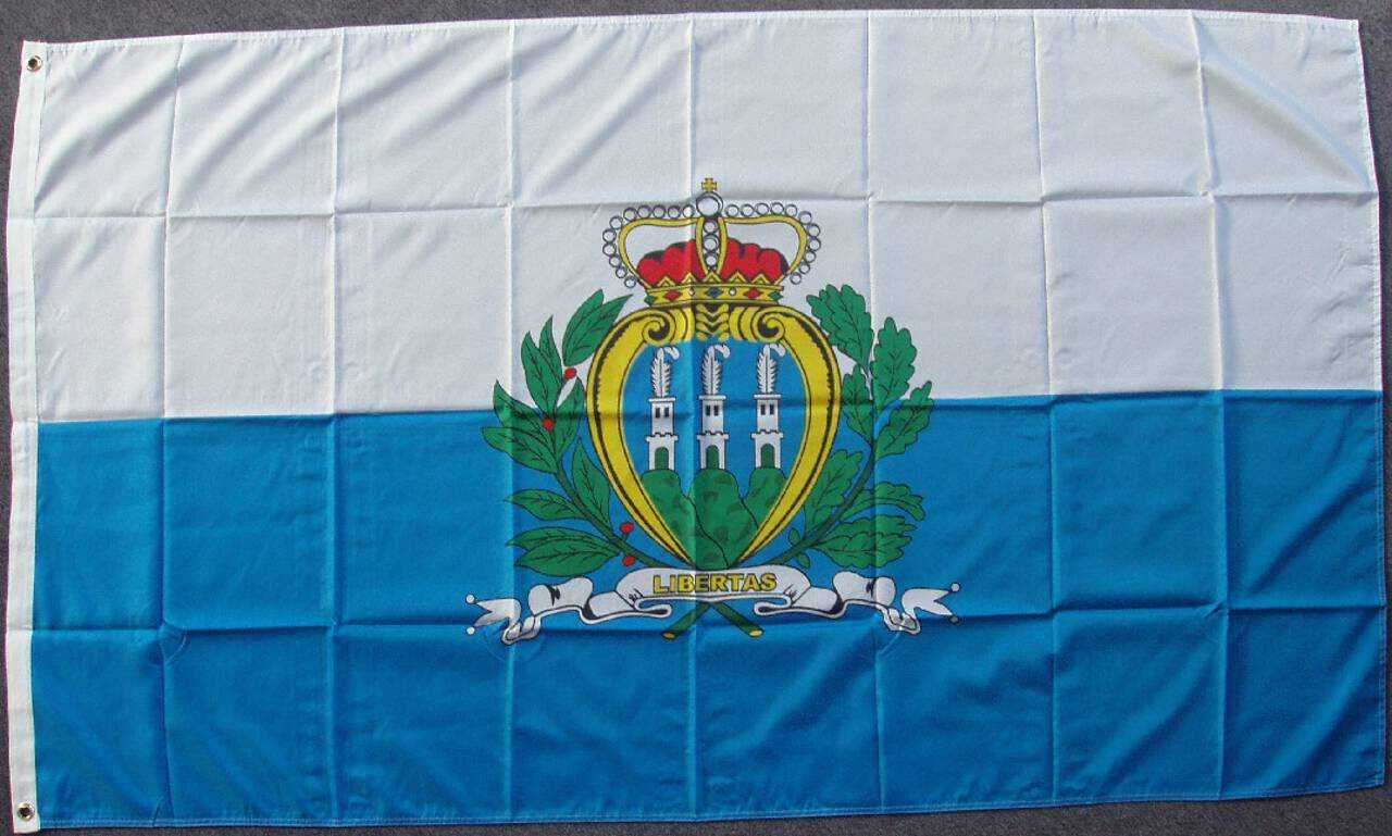 flaggenmeer Flagge San Marino mit Wappen 80 g/m²