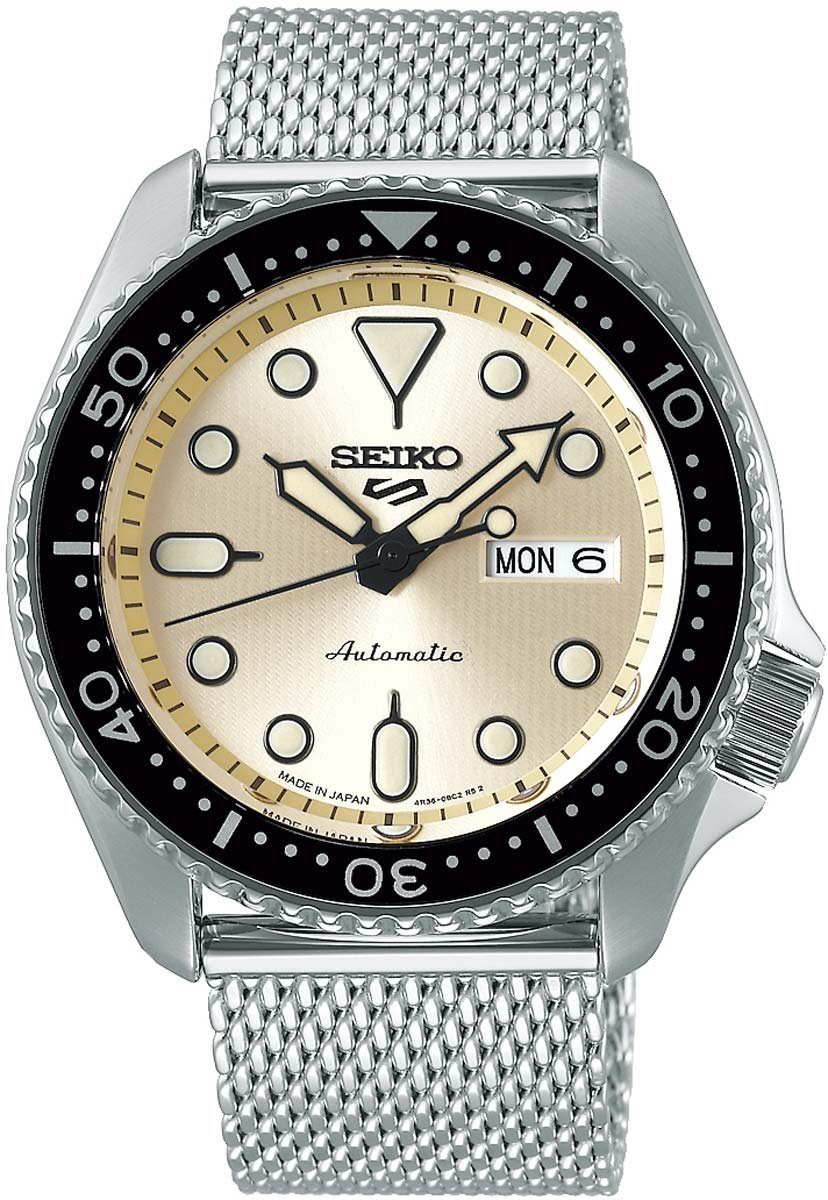 SRPE75K1, Seiko Zifferblatt Automatikuhr mit Champagnerfarbenes (LumiBrite) Zifferblatt: Punktindex